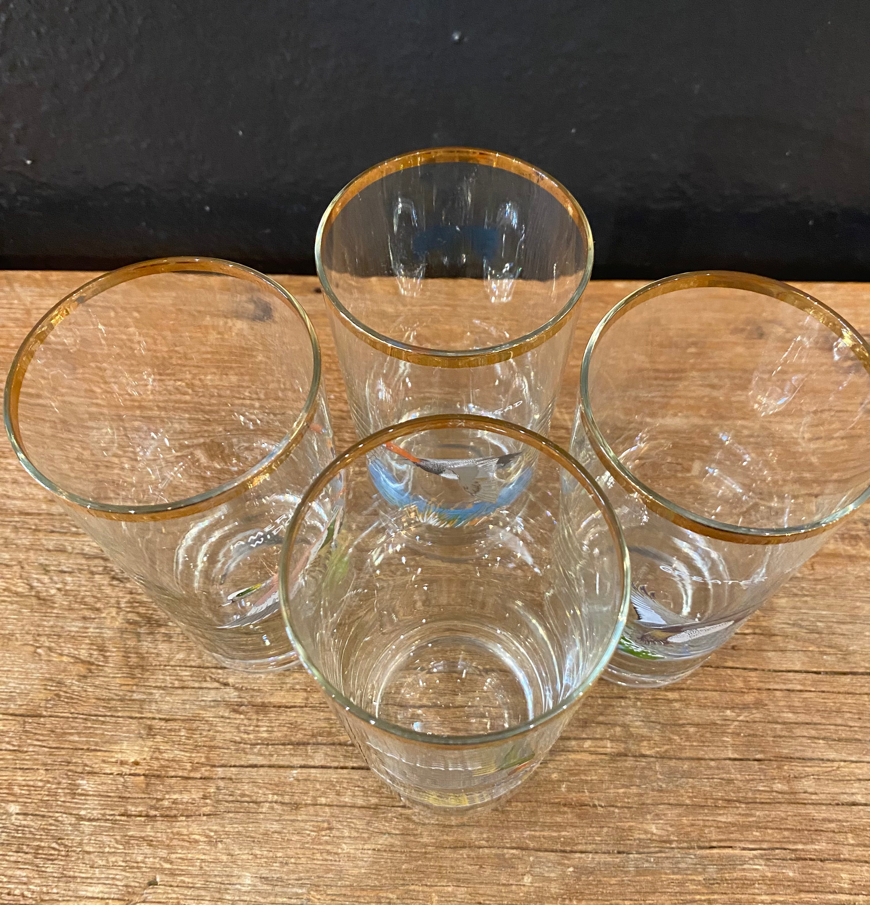 Vintage Gold Rimmed Duck Highball Glasses | Set Of Four