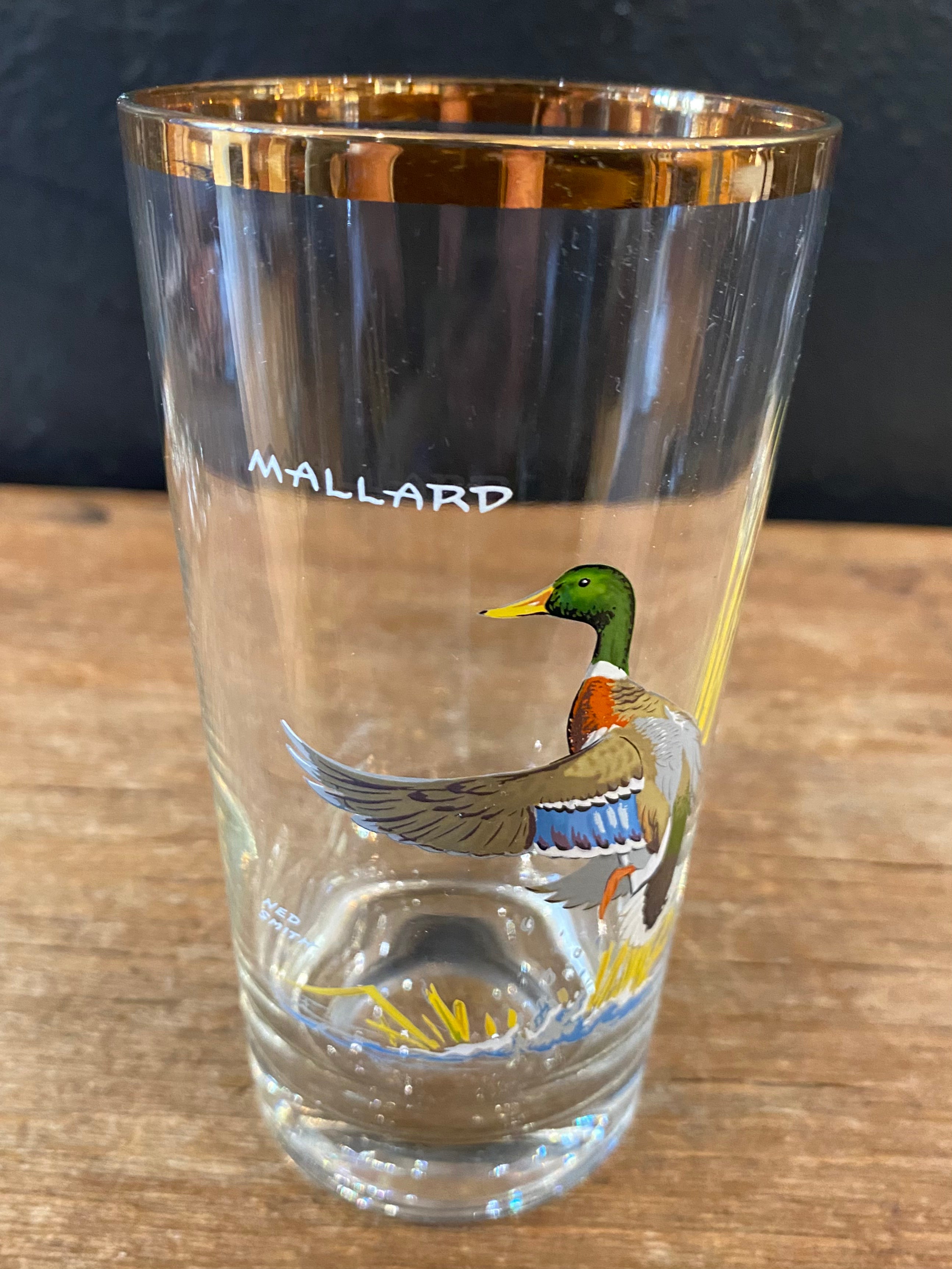 Vintage Gold Rimmed Duck Highball Glasses | Set Of Four