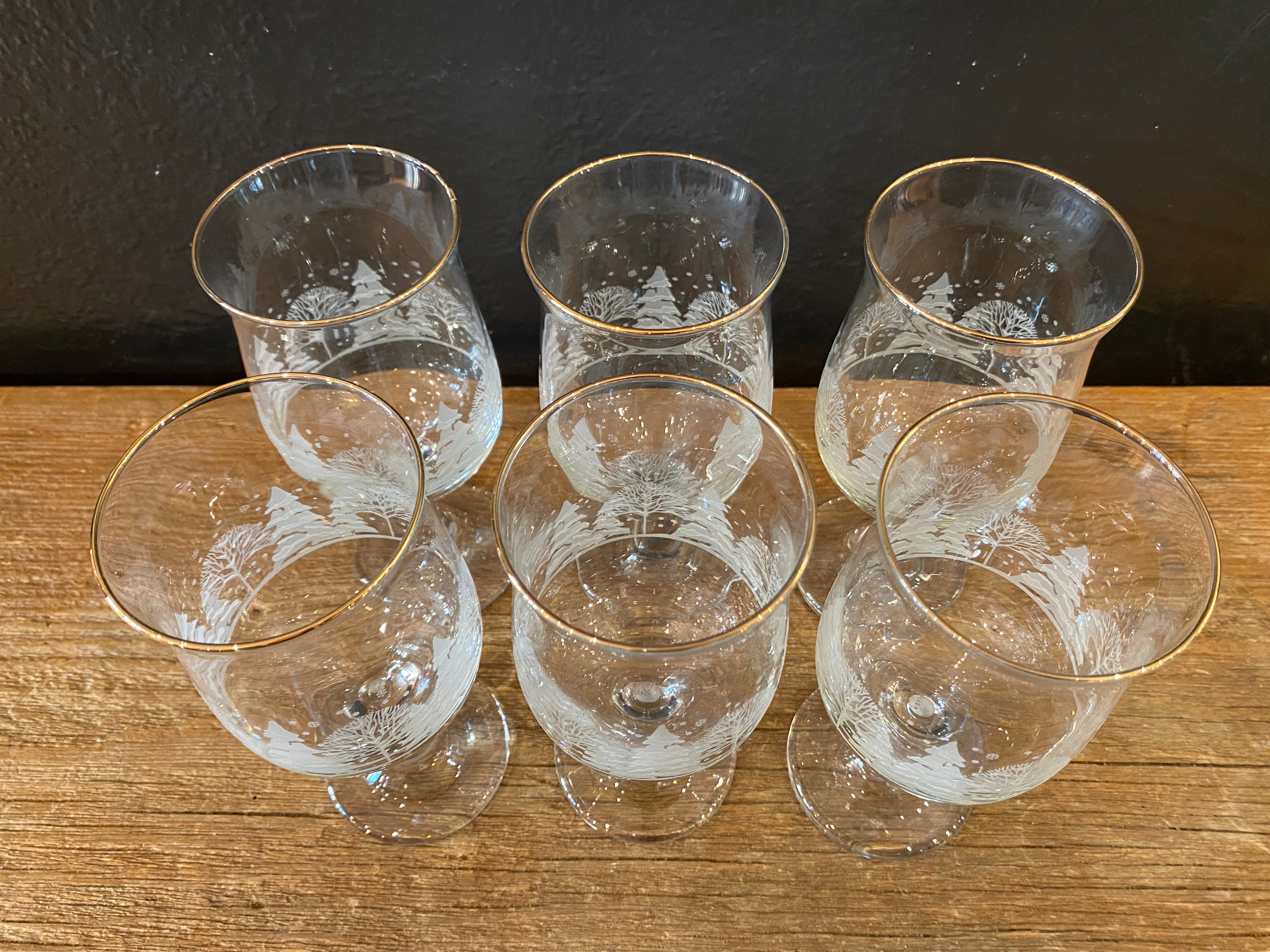Vintage Winter Wonderland Wine Glasses | Set Of Six