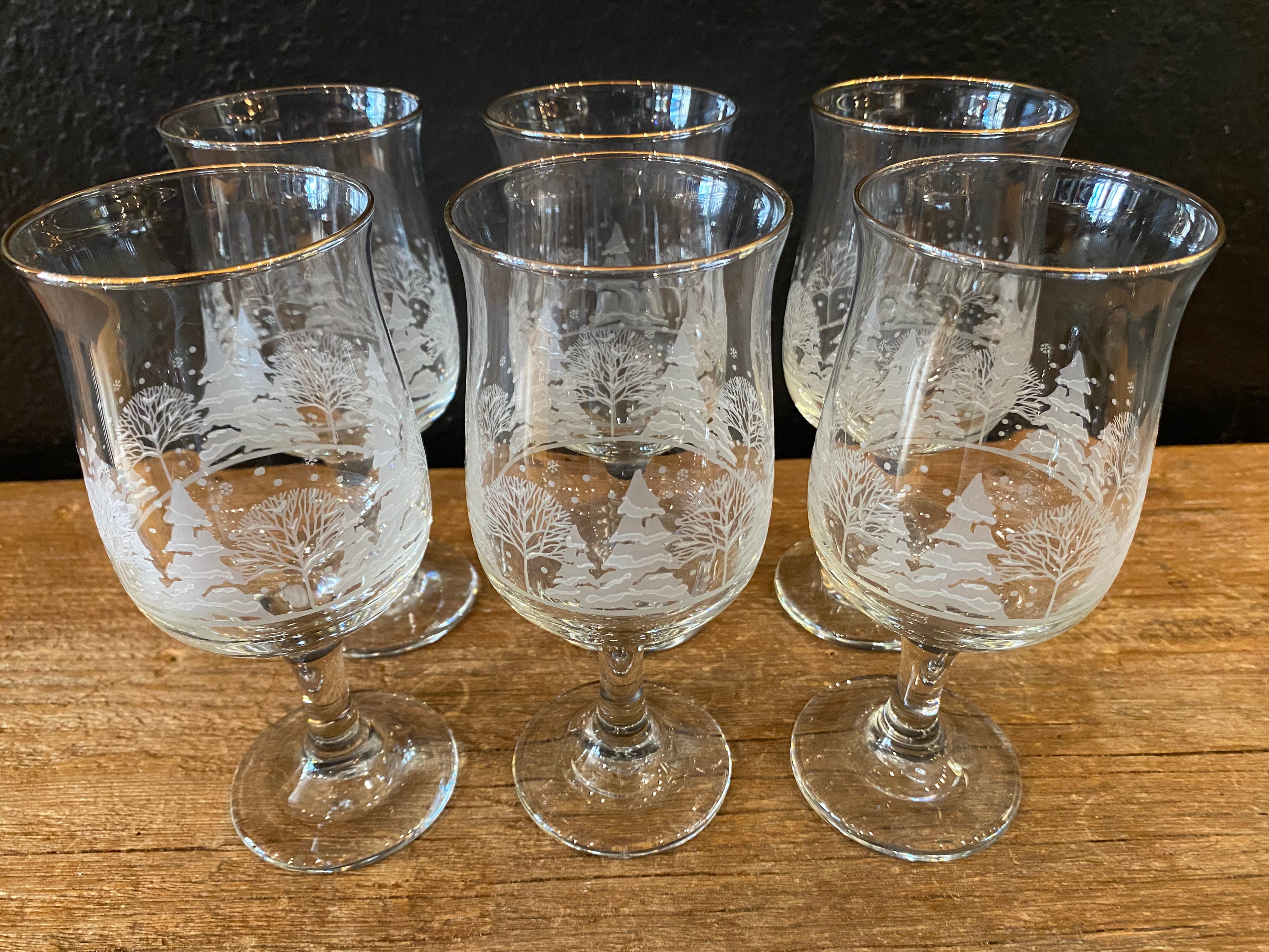 Vintage Winter Wonderland Wine Glasses | Set Of Six