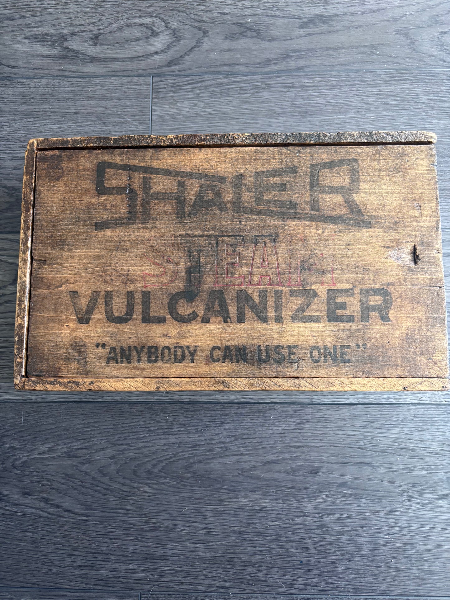 Dovetailed Shaler Steam Vulcanizer Wood Box