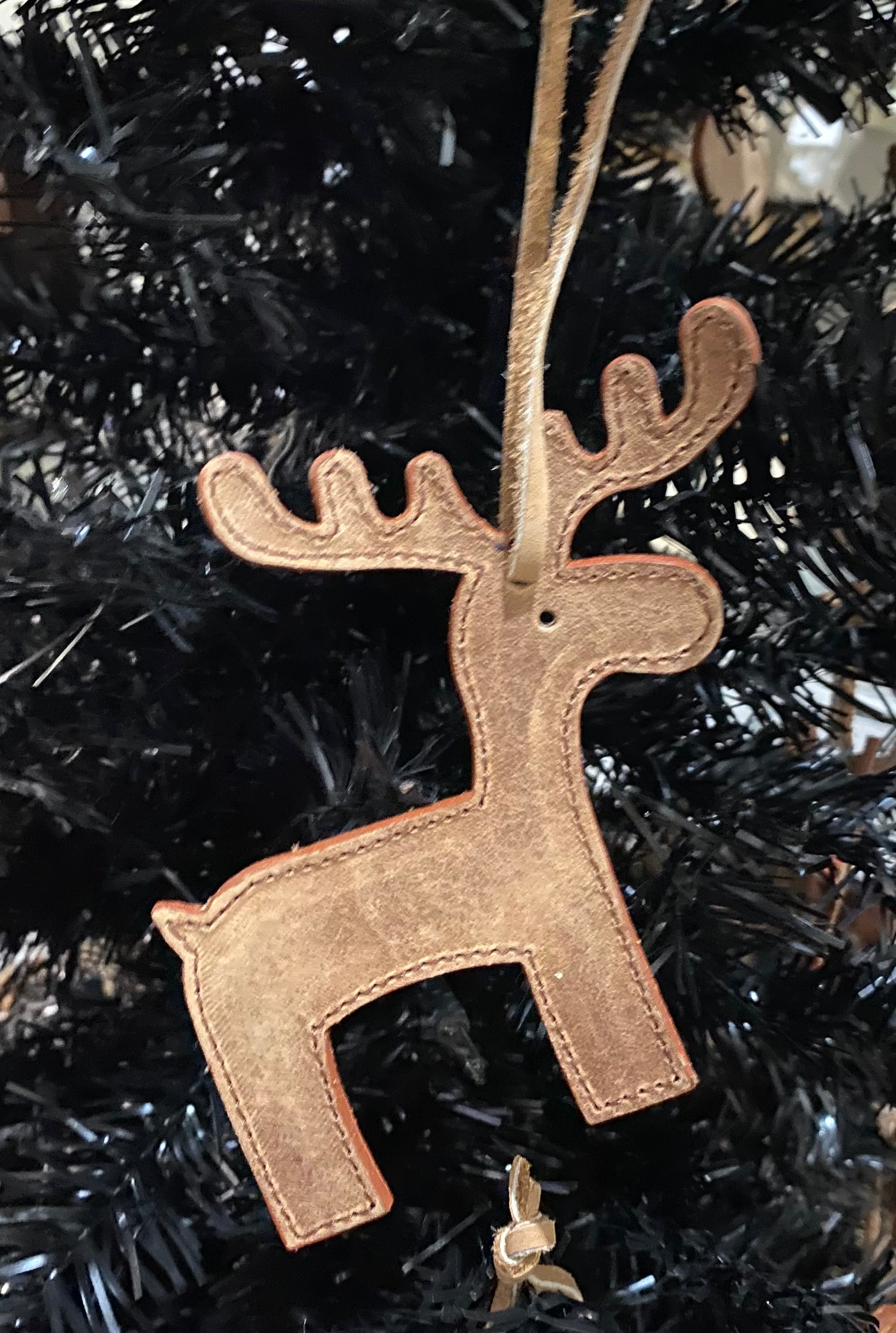Leather Reindeer Ornament