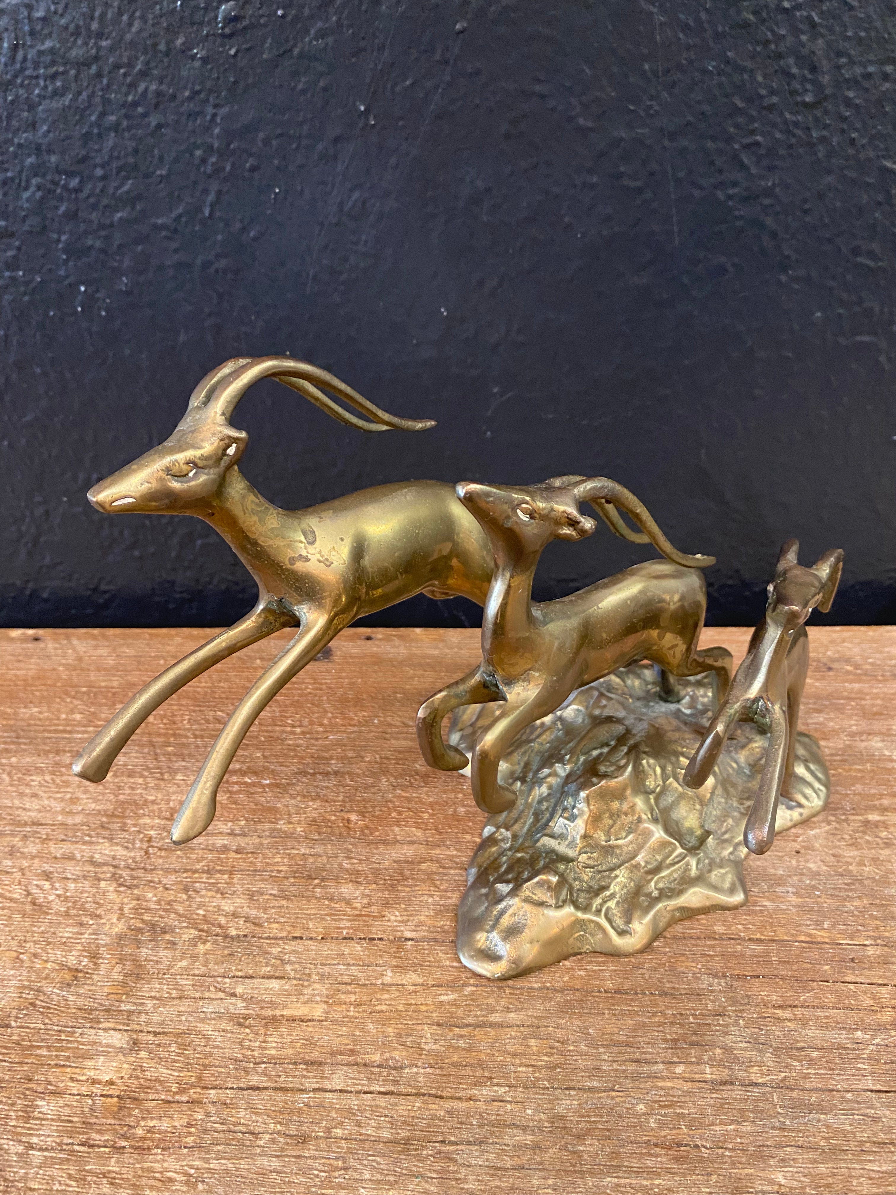 Leaping Brass Gazelles