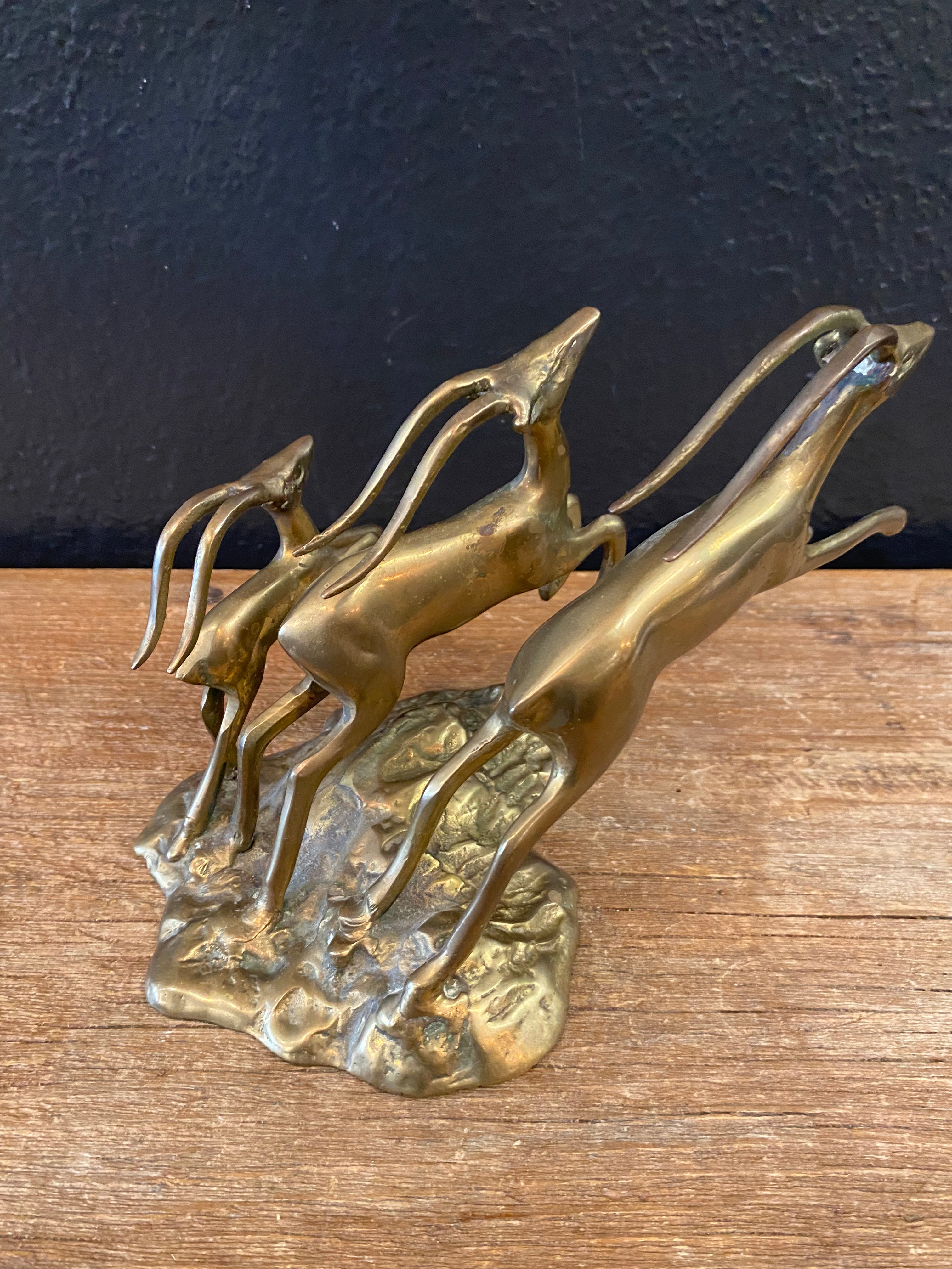 Leaping Brass Gazelles