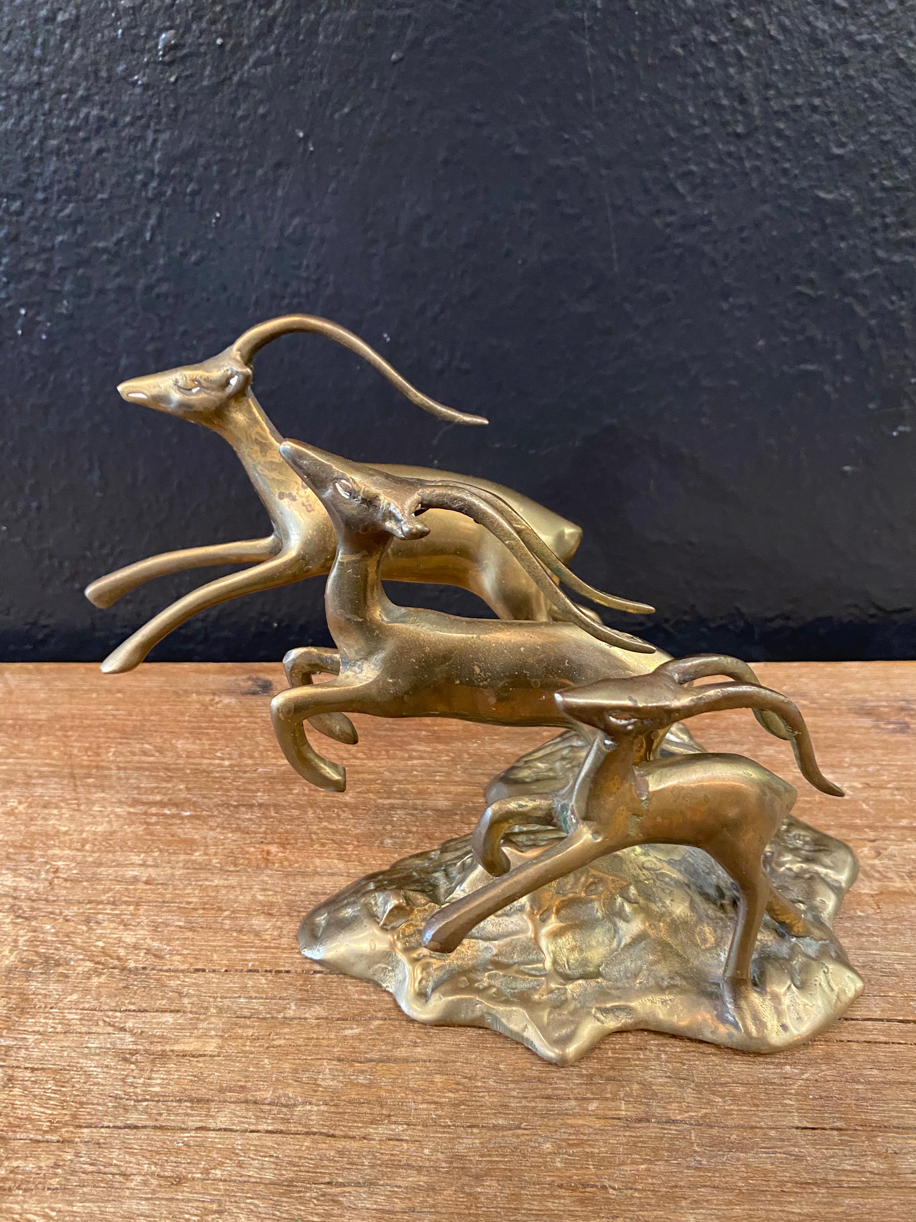 Leaping Brass Gazelles