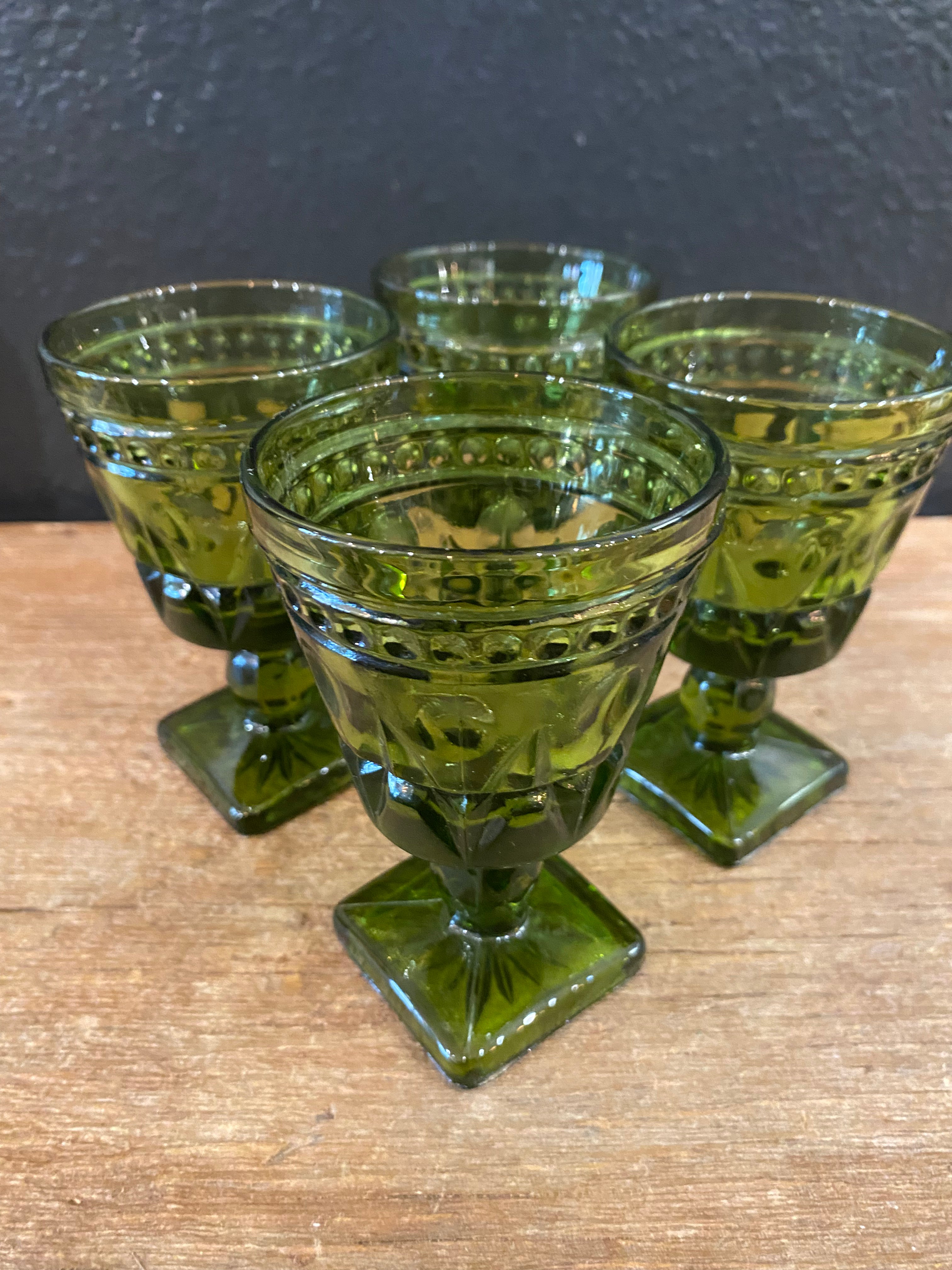 Vintage Green Goblets | Set Of Four