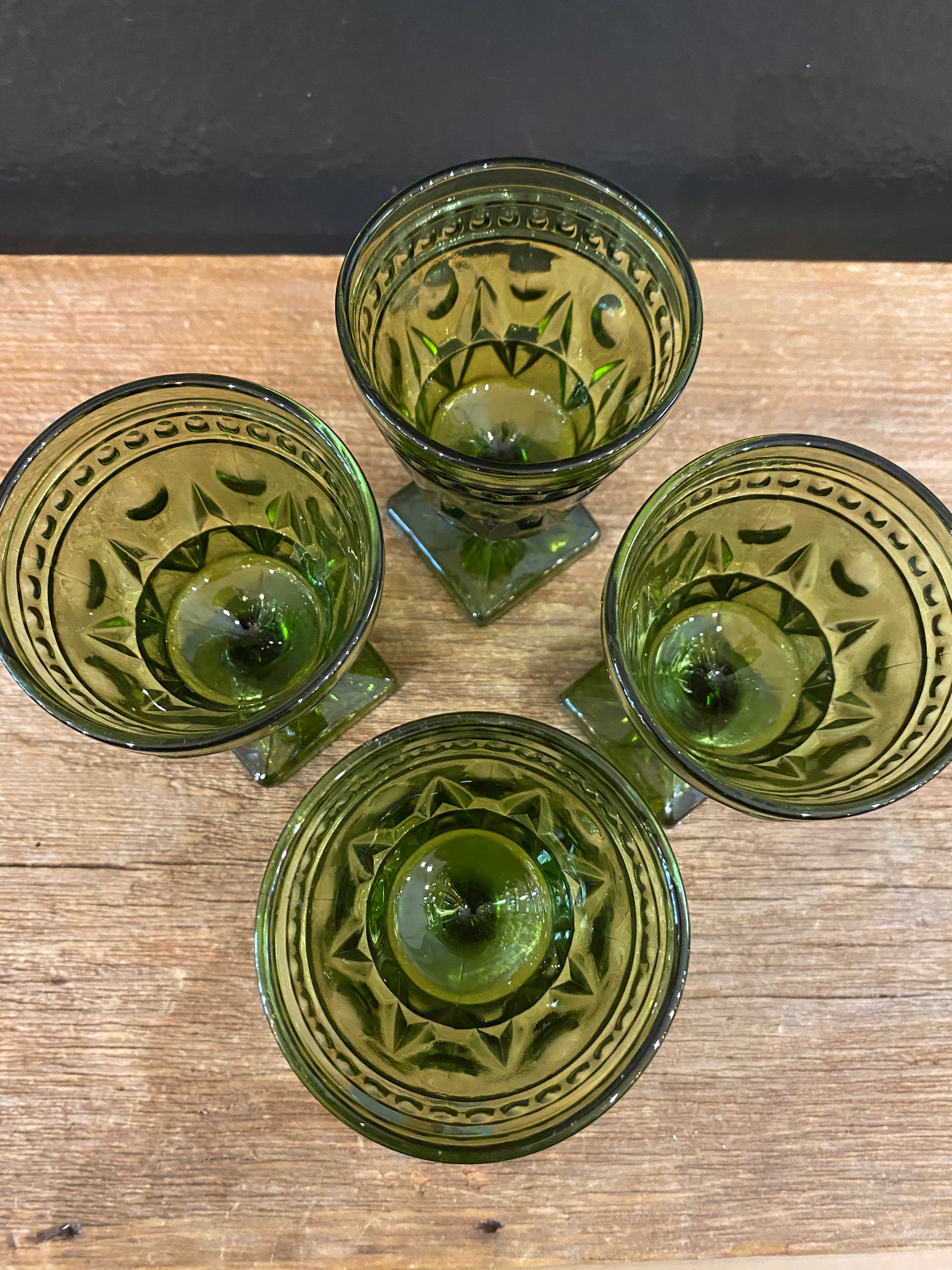 Vintage Green Goblets | Set Of Four