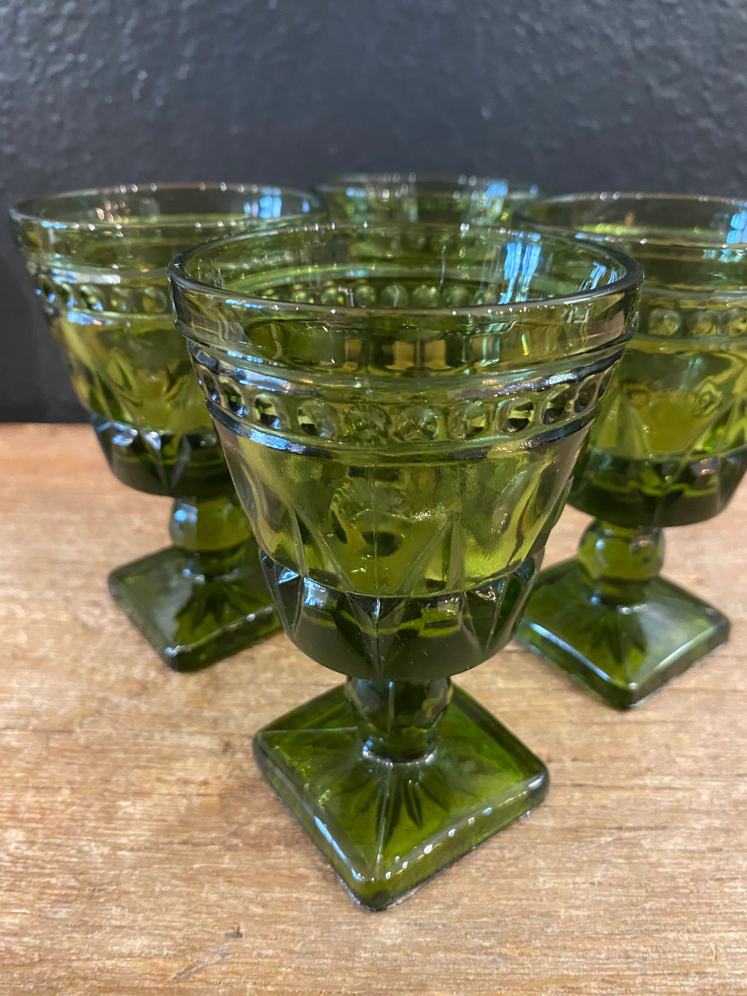 Vintage Green Goblets | Set Of Four