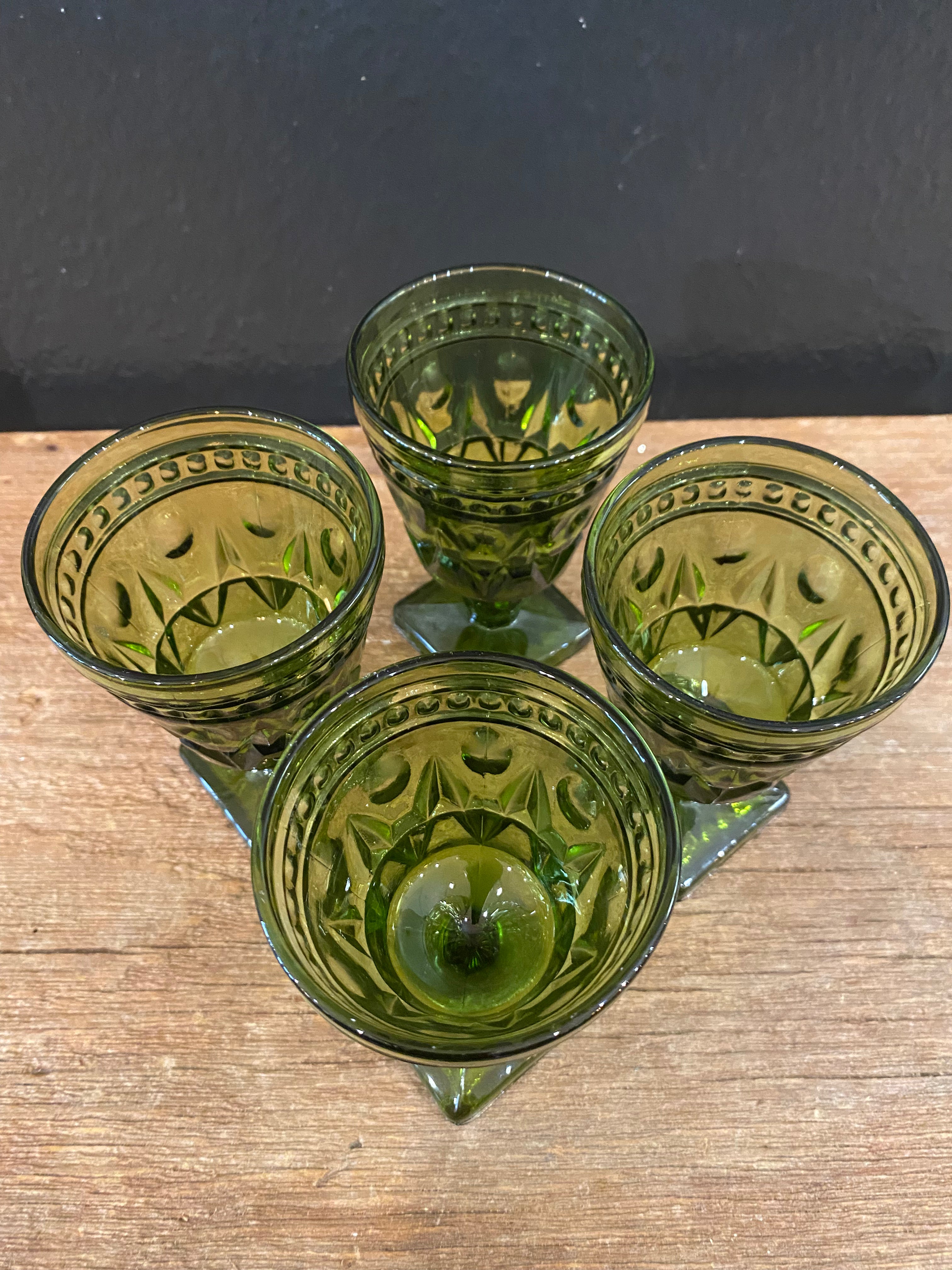 Vintage Green Goblets | Set Of Four