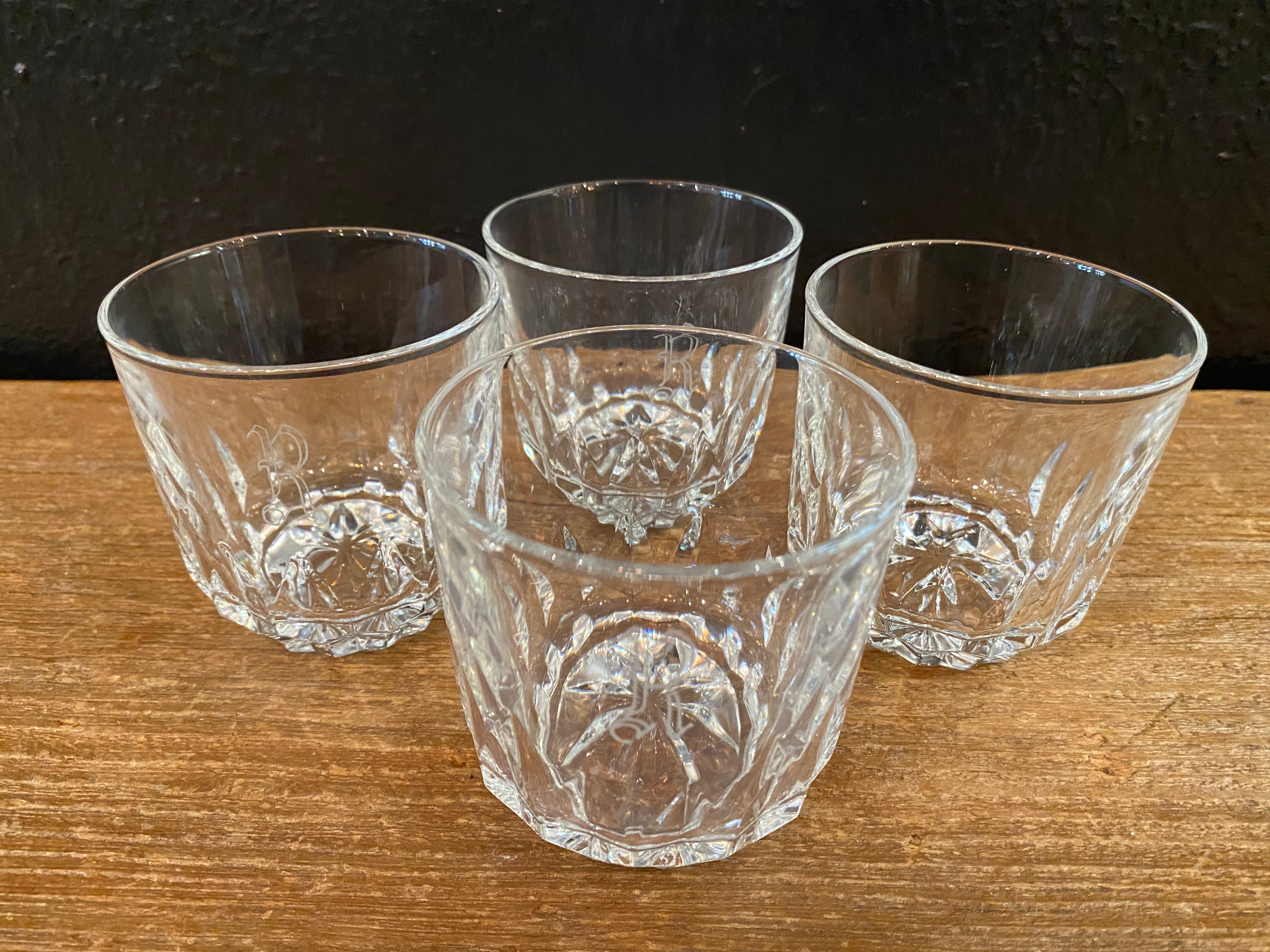 Monogrammed Rocks Glasses | The Letter “R” | Set Of Four