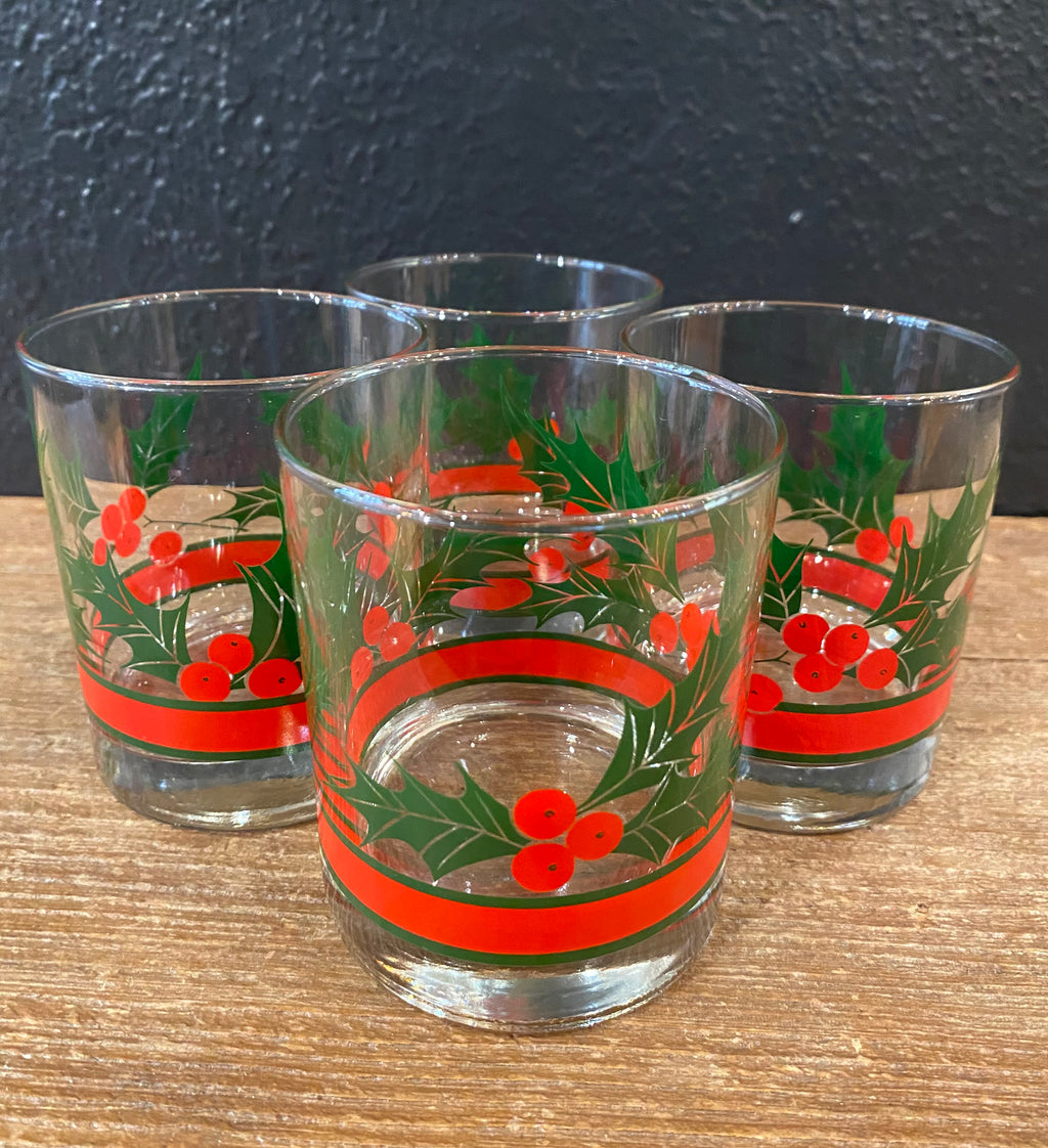 Holly Berry Rocks Glasses | Set Of Four