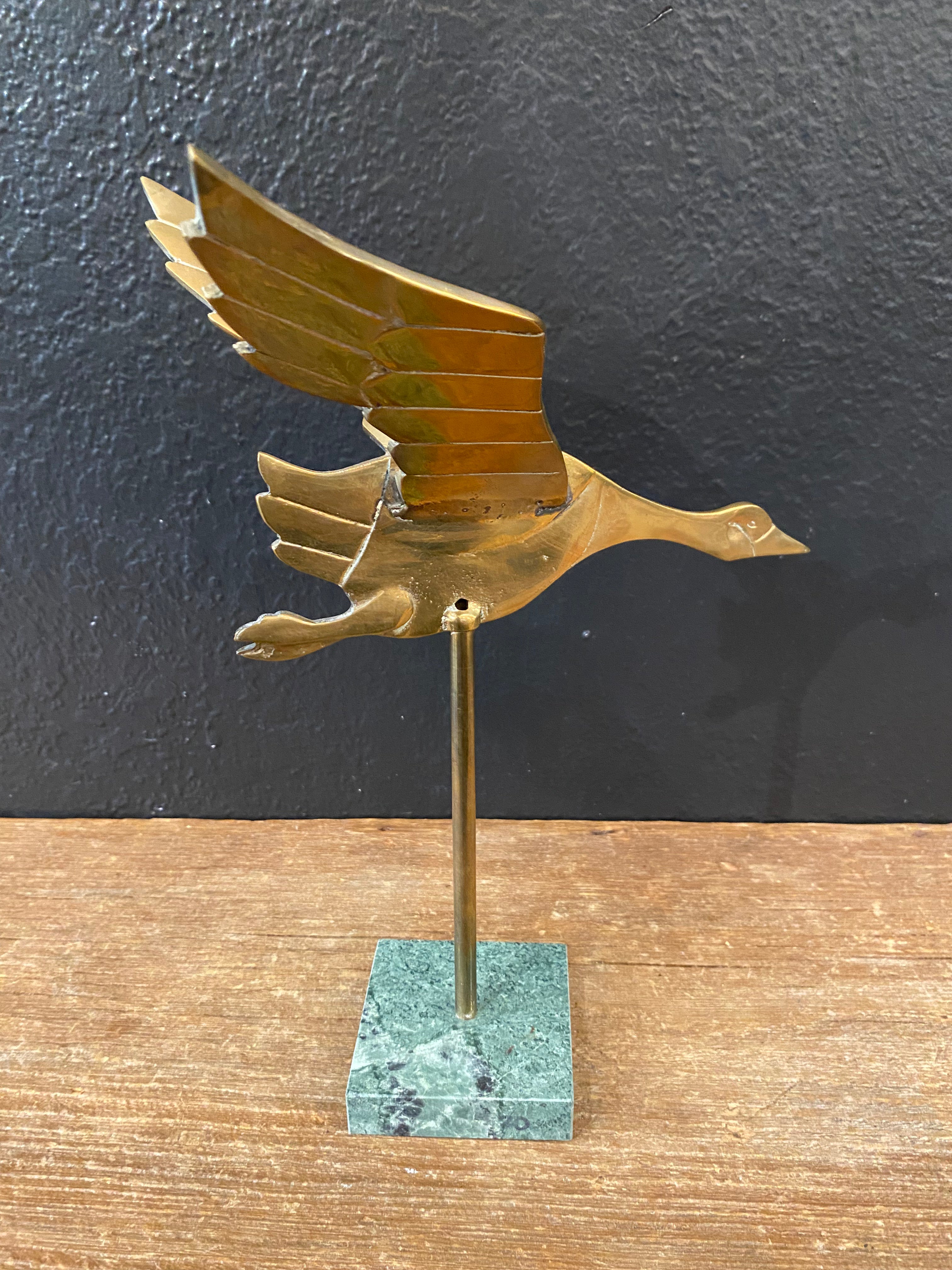 Brass Duck On Marble Base
