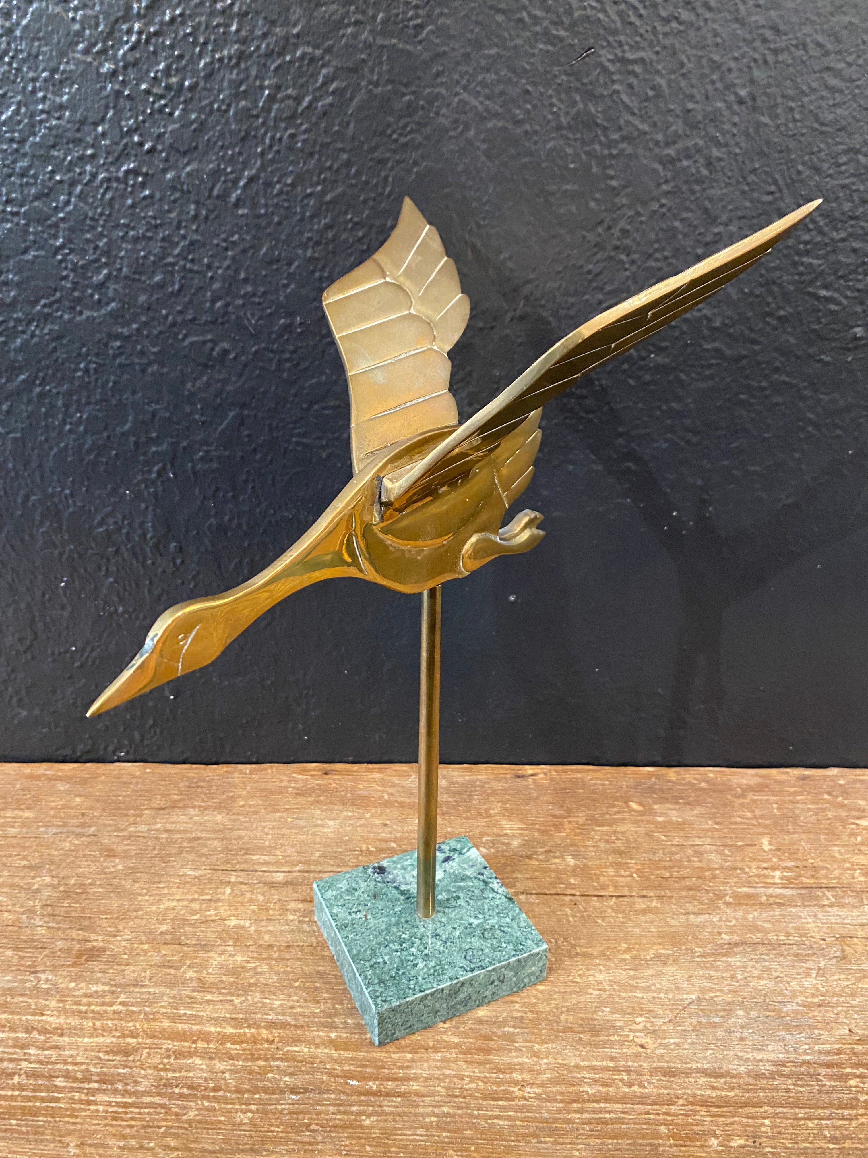 Brass Duck On Marble Base