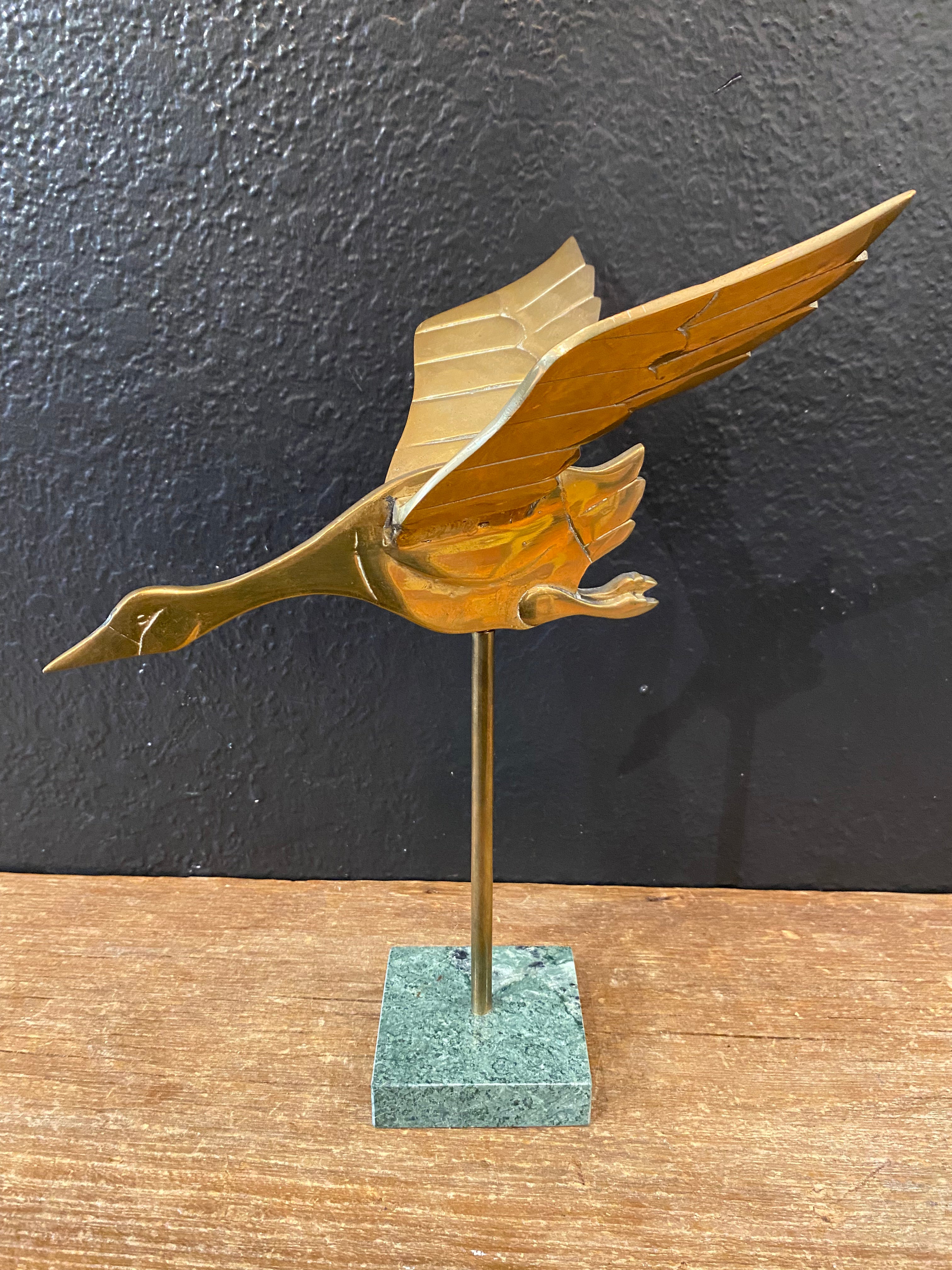 Brass Duck On Marble Base