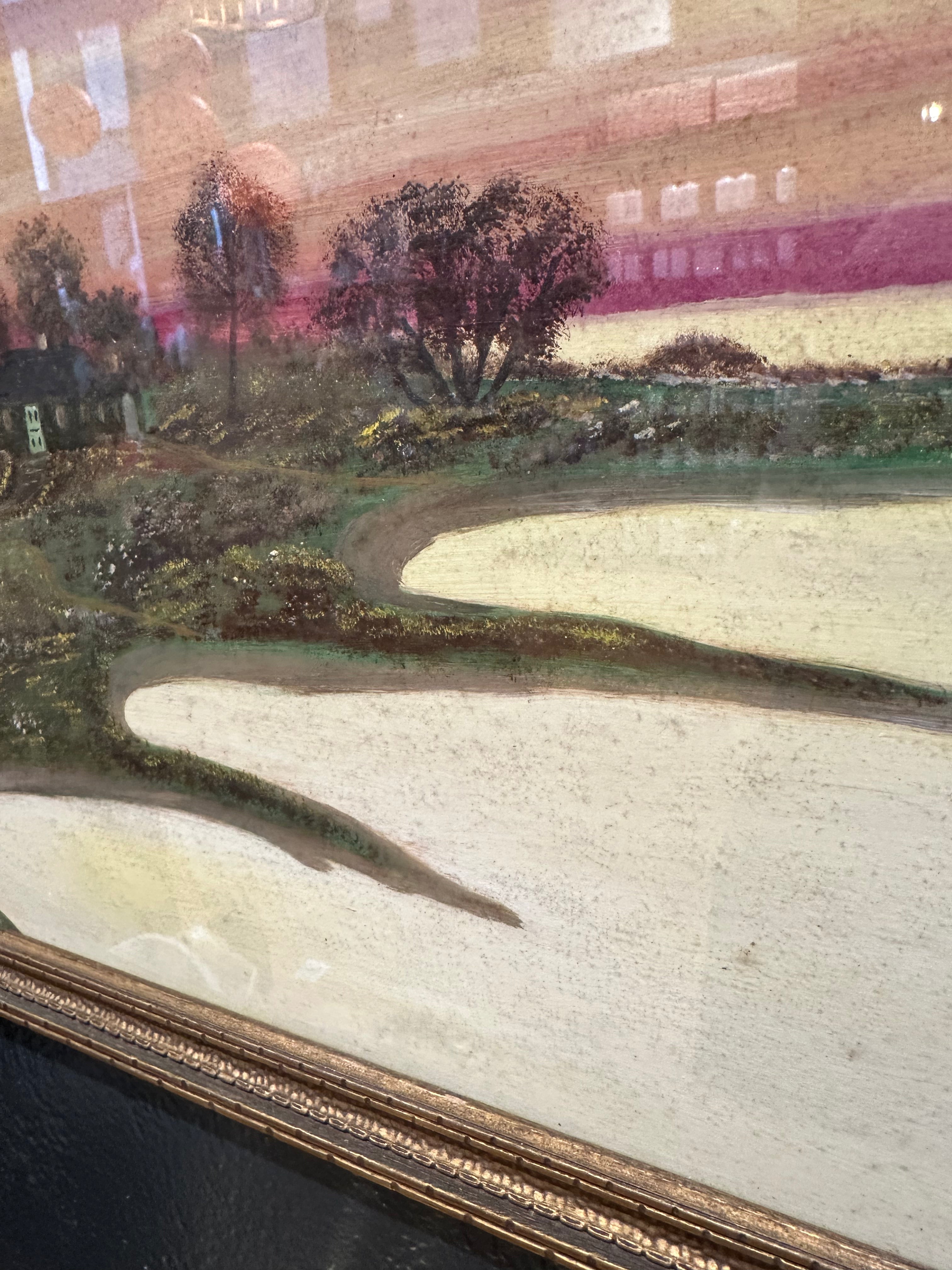 Antique Framed Waterside Painting