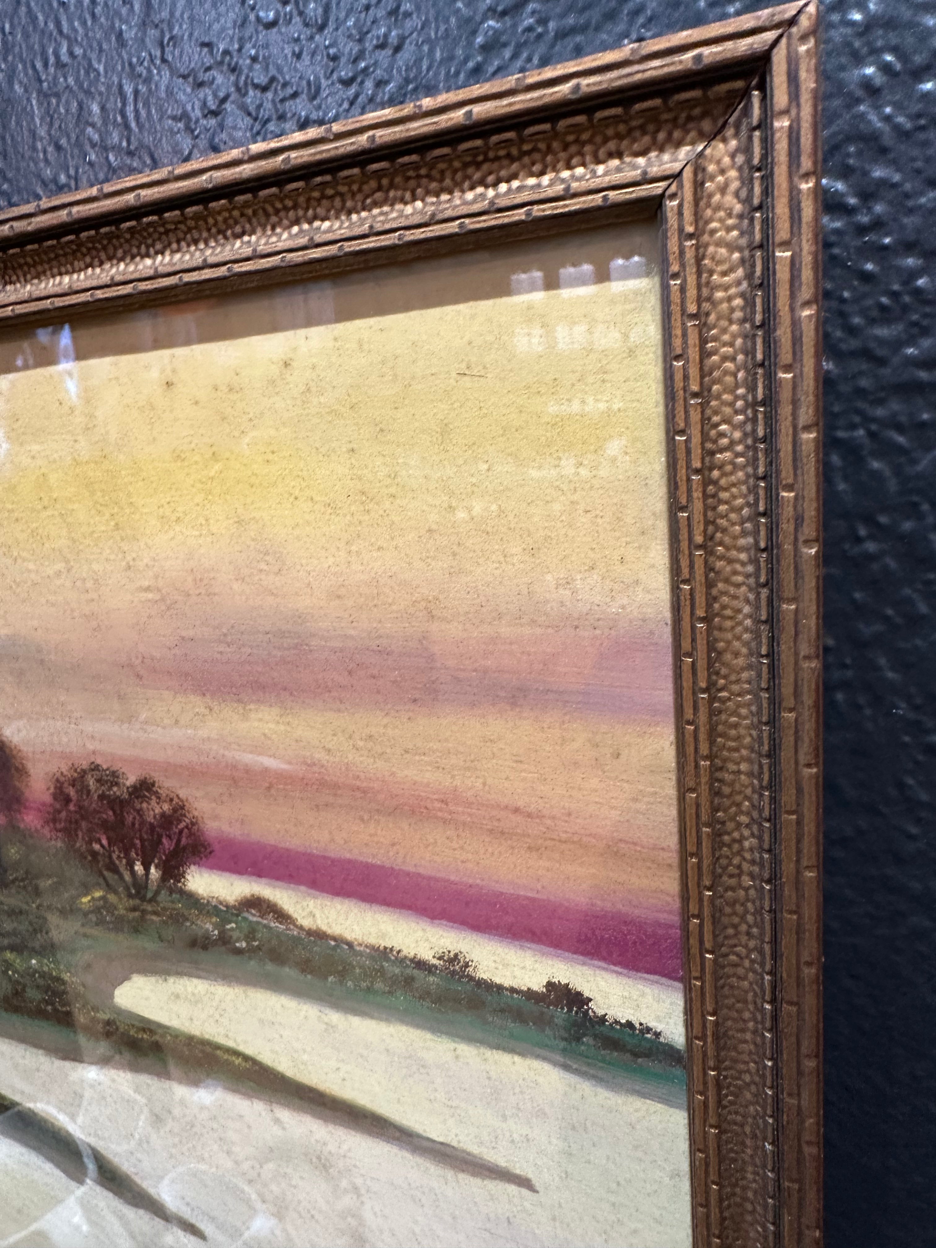 Antique Framed Waterside Painting