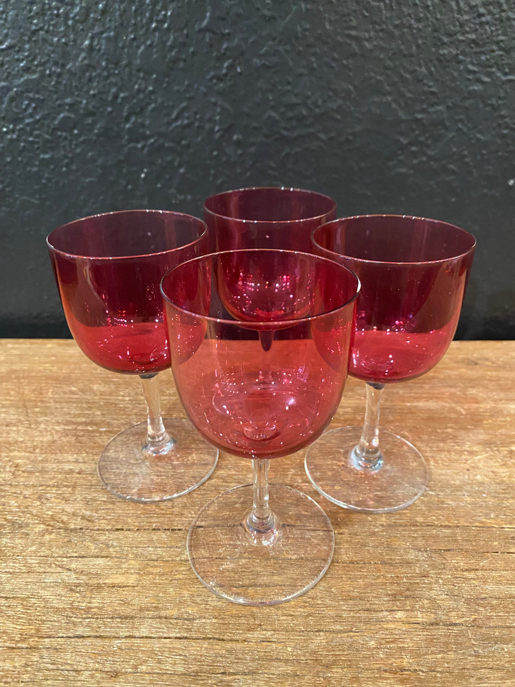Vintage Pink Stemmed Glasses | Set Of Four