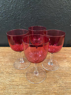 Vintage Pink Stemmed Glasses | Set Of Four