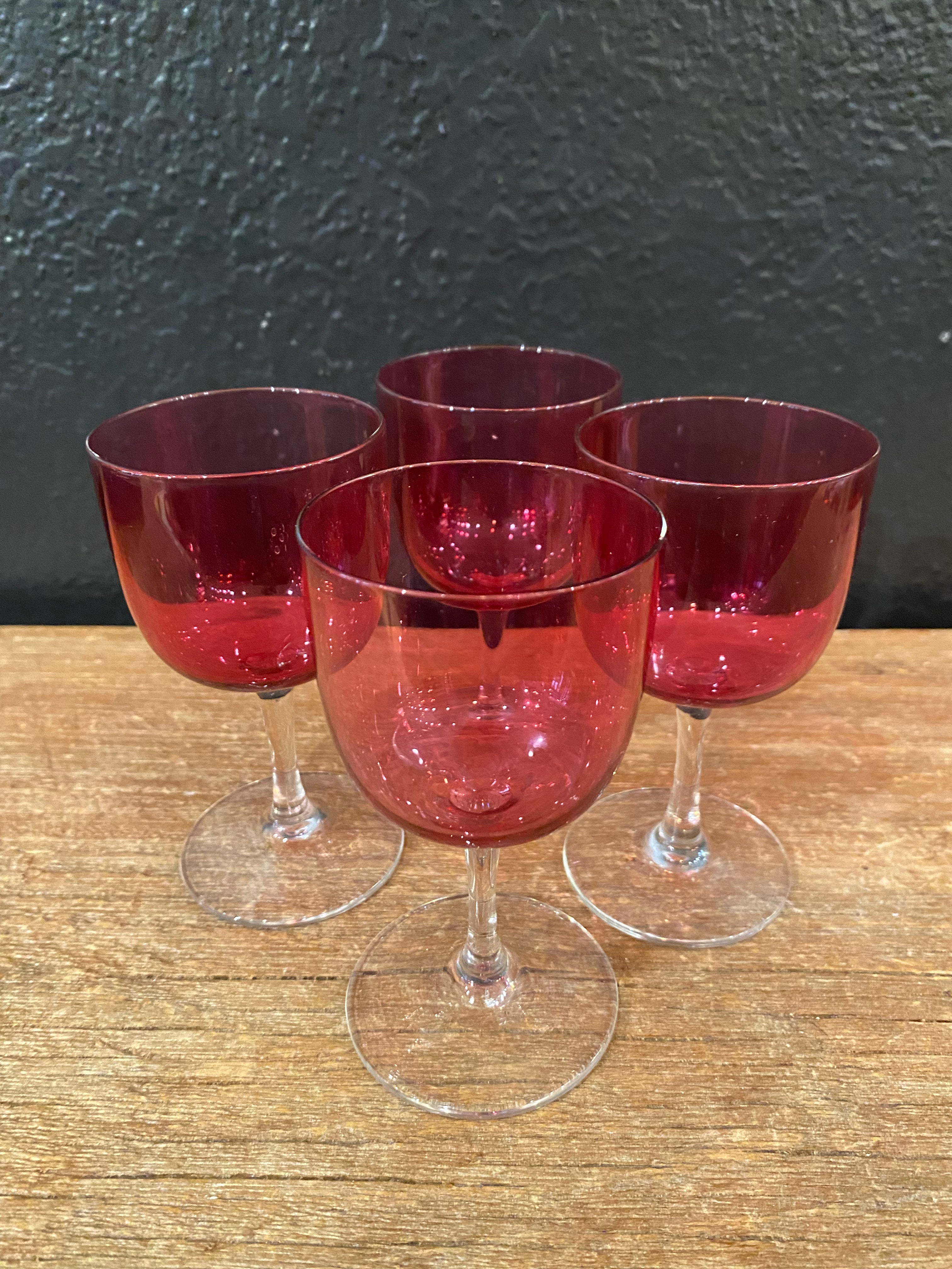 Vintage Pink Stemmed Glasses | Set Of Four
