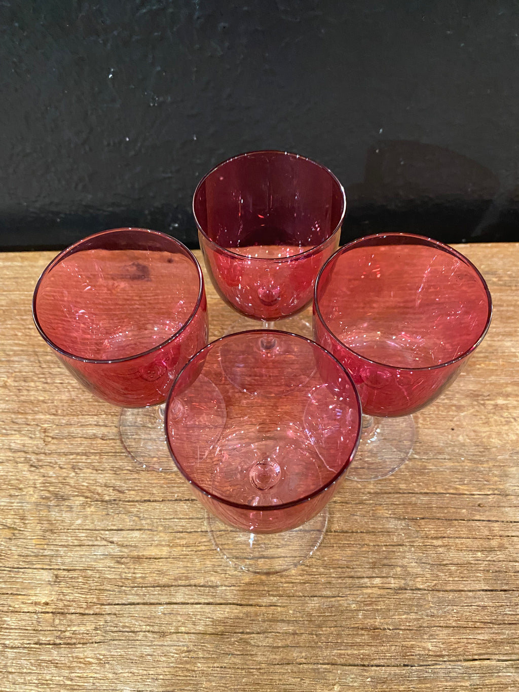 Vintage Pink Stemmed Glasses | Set Of Four