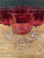 Vintage Pink Stemmed Glasses | Set Of Four