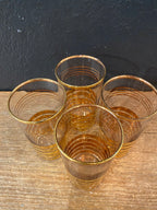 Vintage Gold Striped Tumbler Glasses | Set Of Four