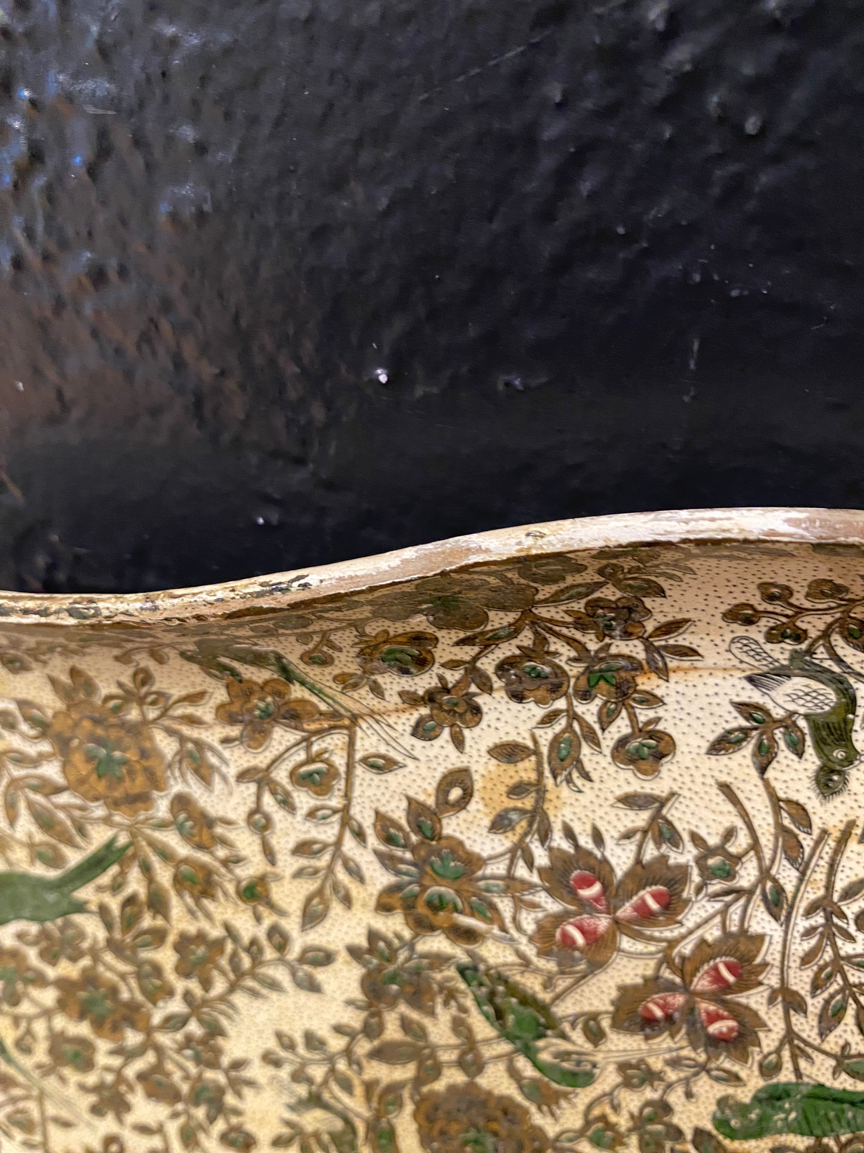 Paper Mache Floral Tray with Birds