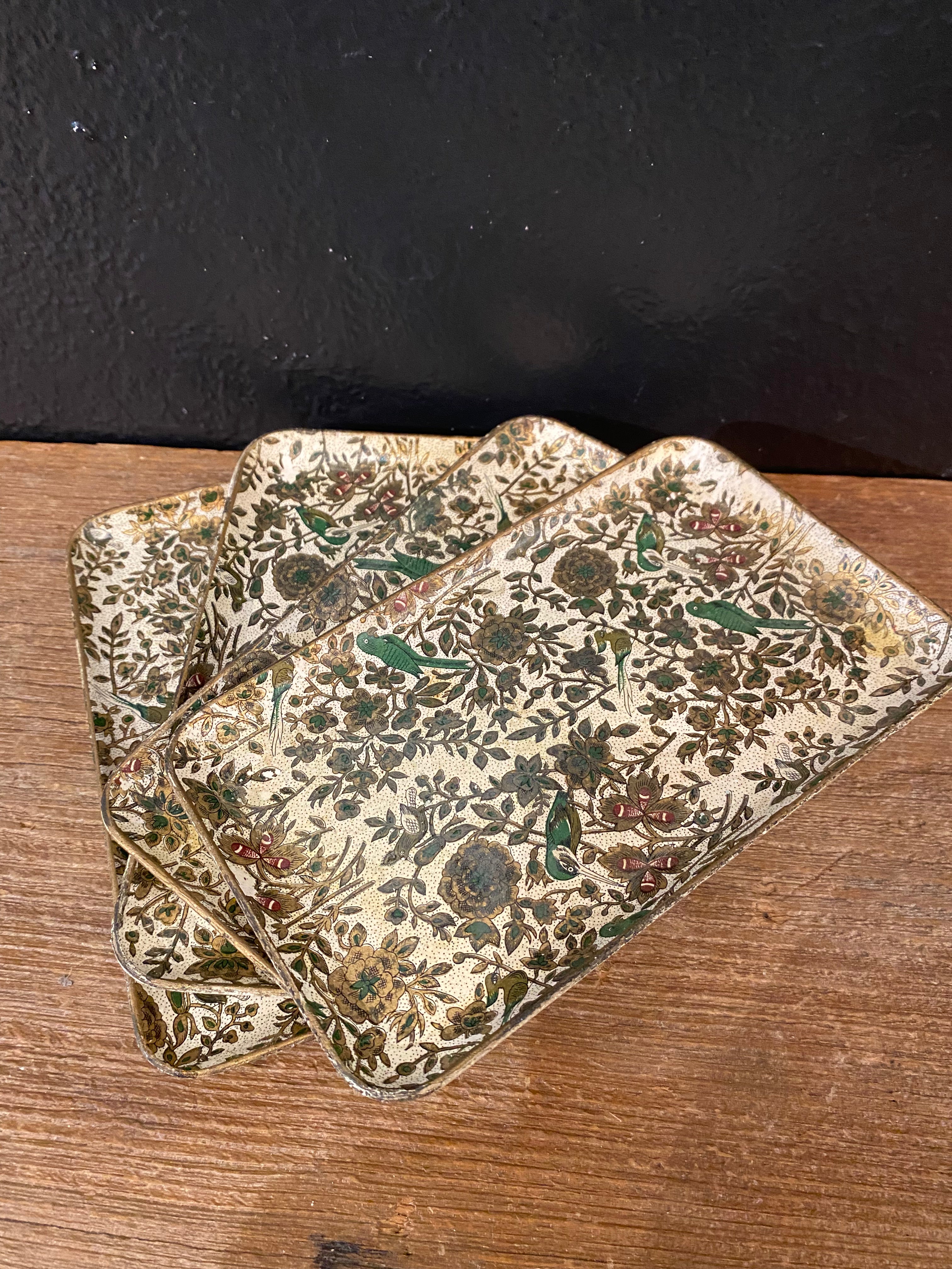 Paper Mache Floral Tray with Birds