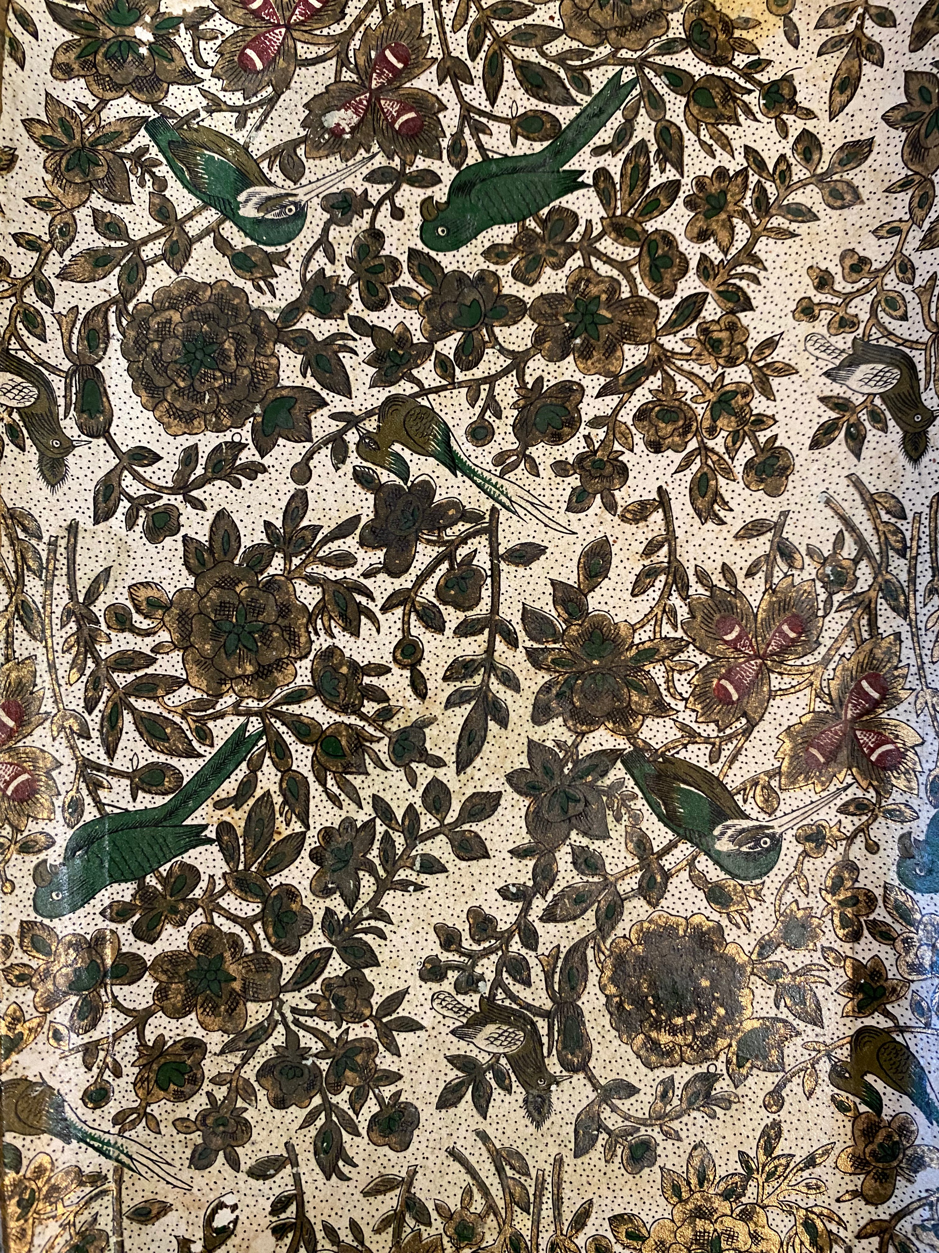 Paper Mache Floral Tray with Birds