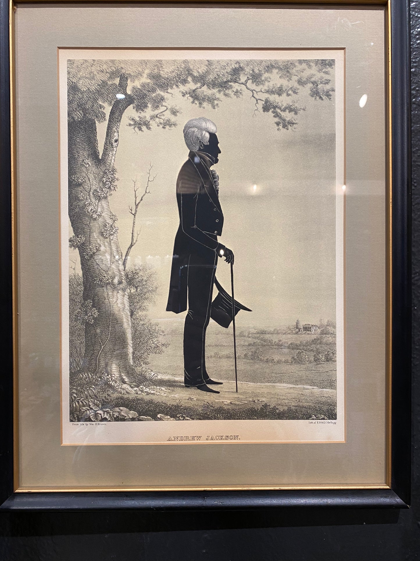 Antique Andrew Jackson Lithograph Silhouette Picture