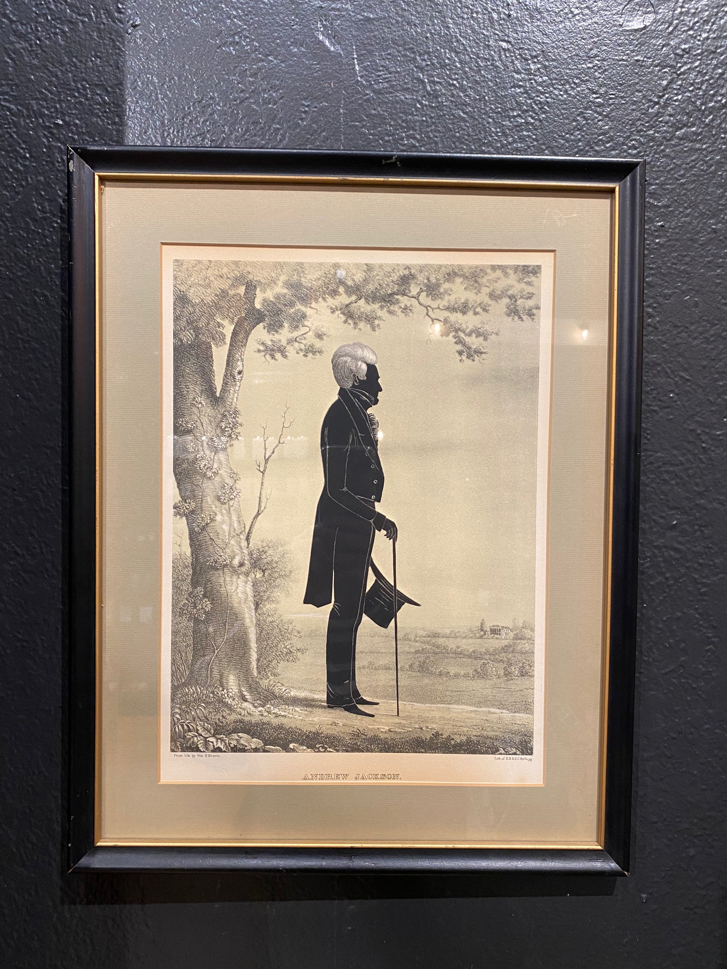 Antique Andrew Jackson Lithograph Silhouette Picture