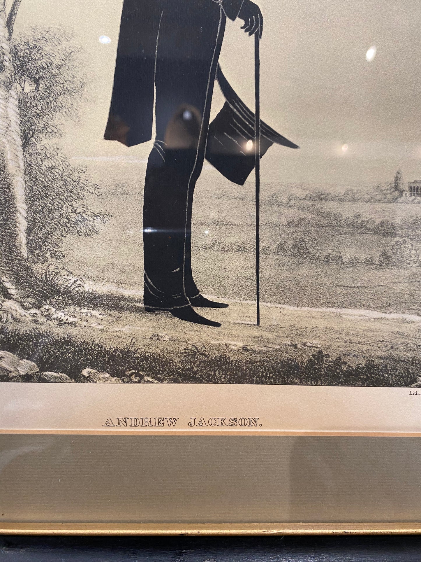 Antique Andrew Jackson Lithograph Silhouette Picture