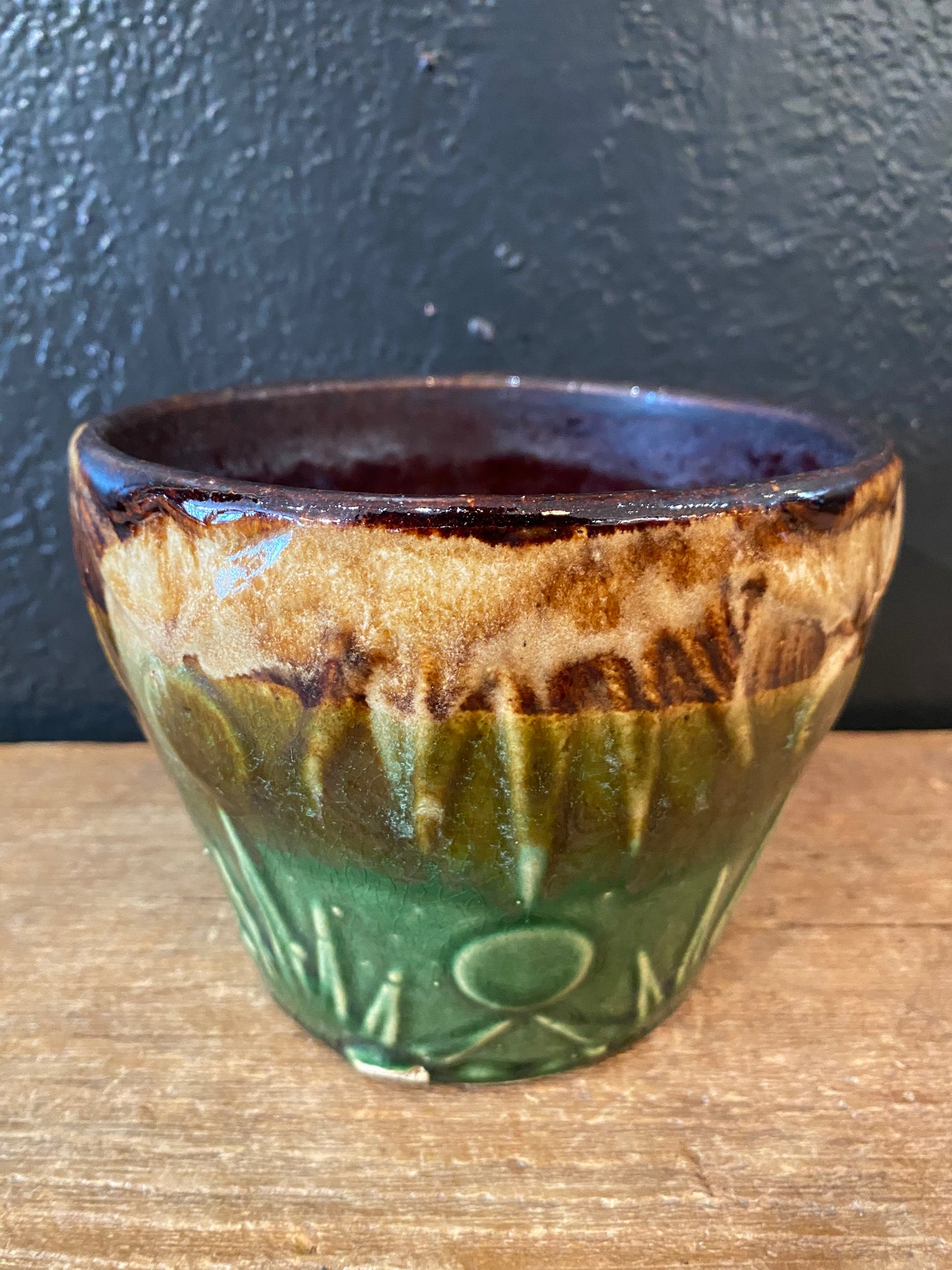 Vintage Drip Glaze Planter