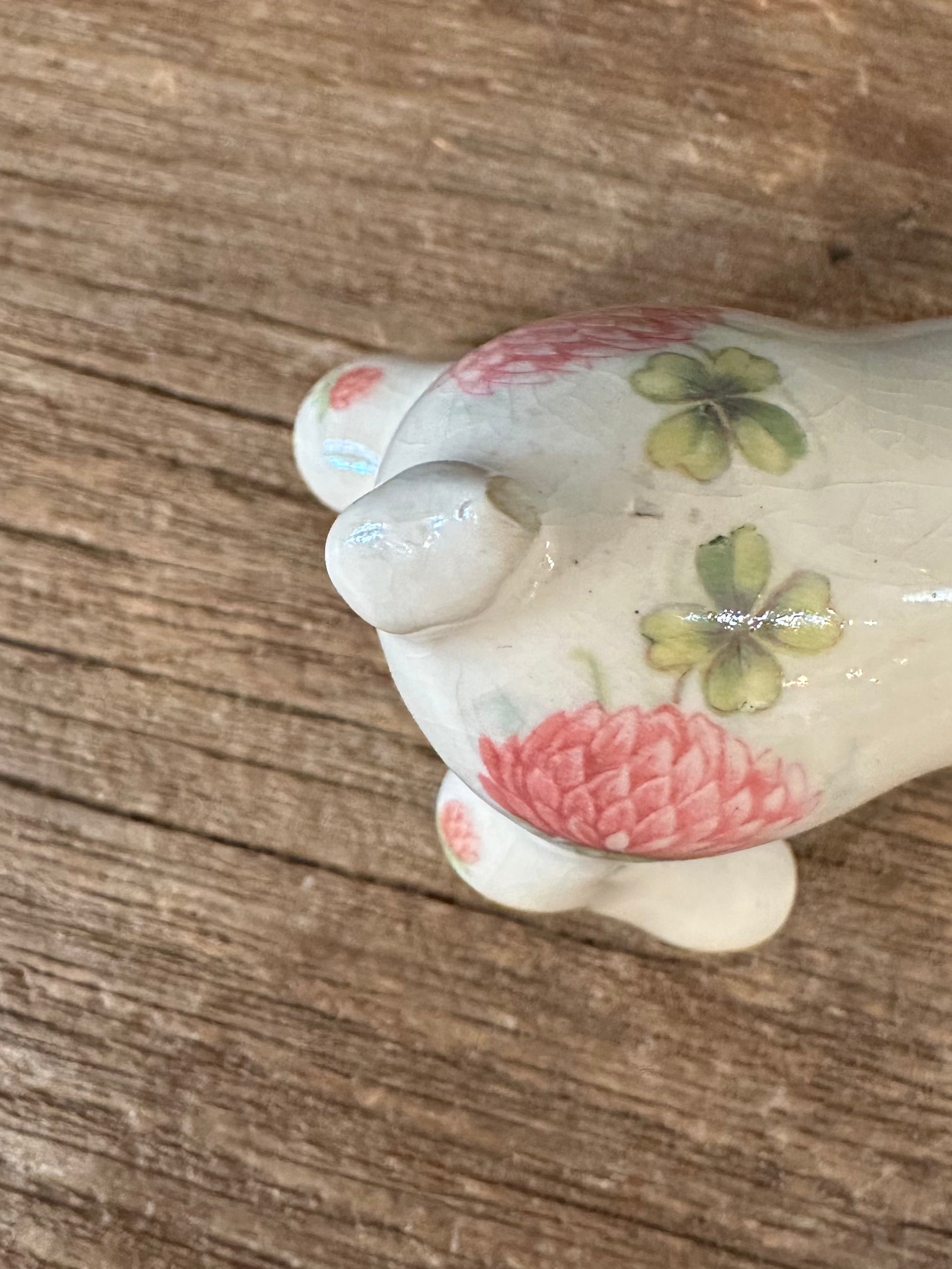 Vintage Floral Ceramic Deer