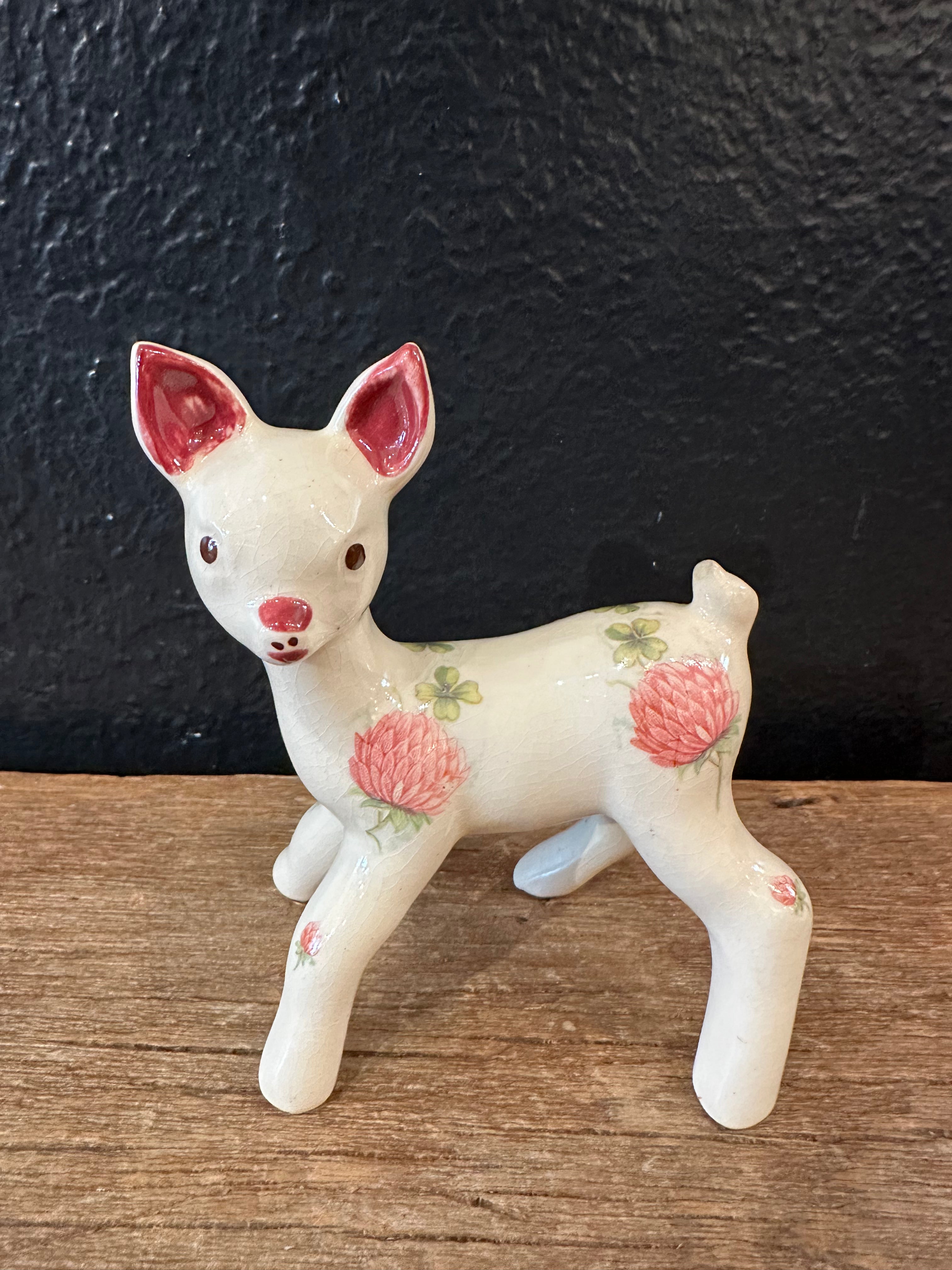 Vintage Floral Ceramic Deer