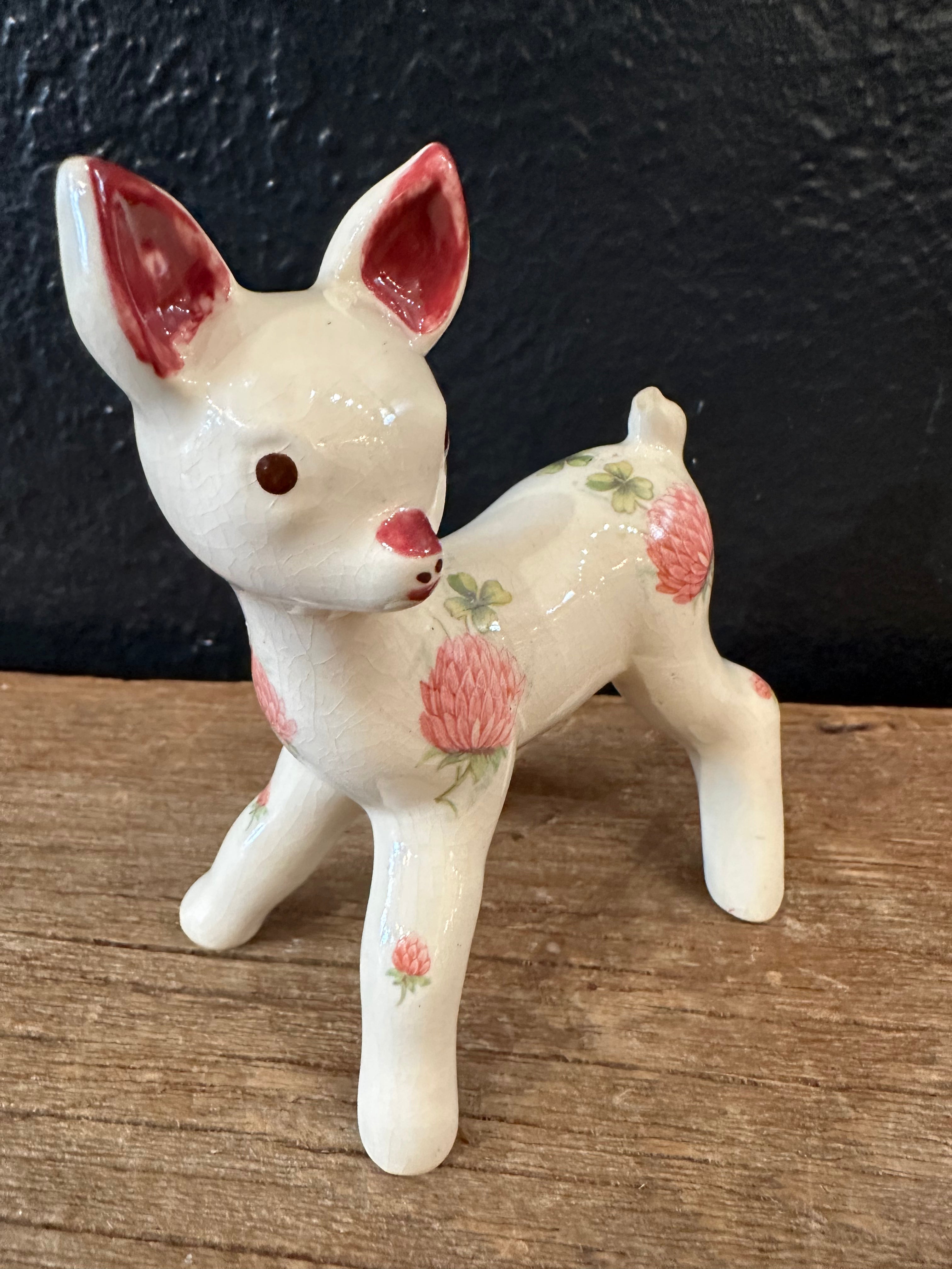 Vintage Floral Ceramic Deer