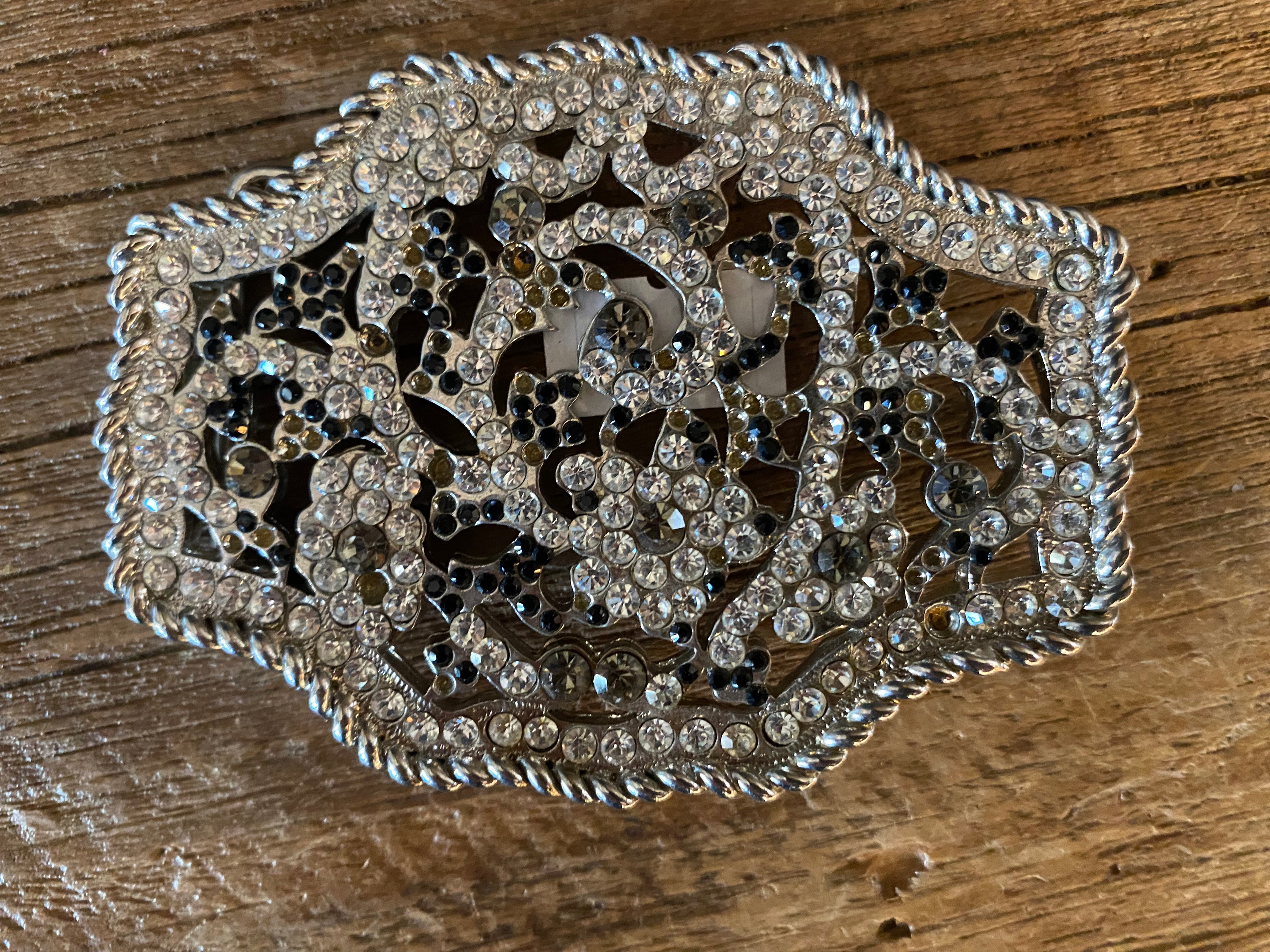 Abstract Floral Silver Belt Buckle