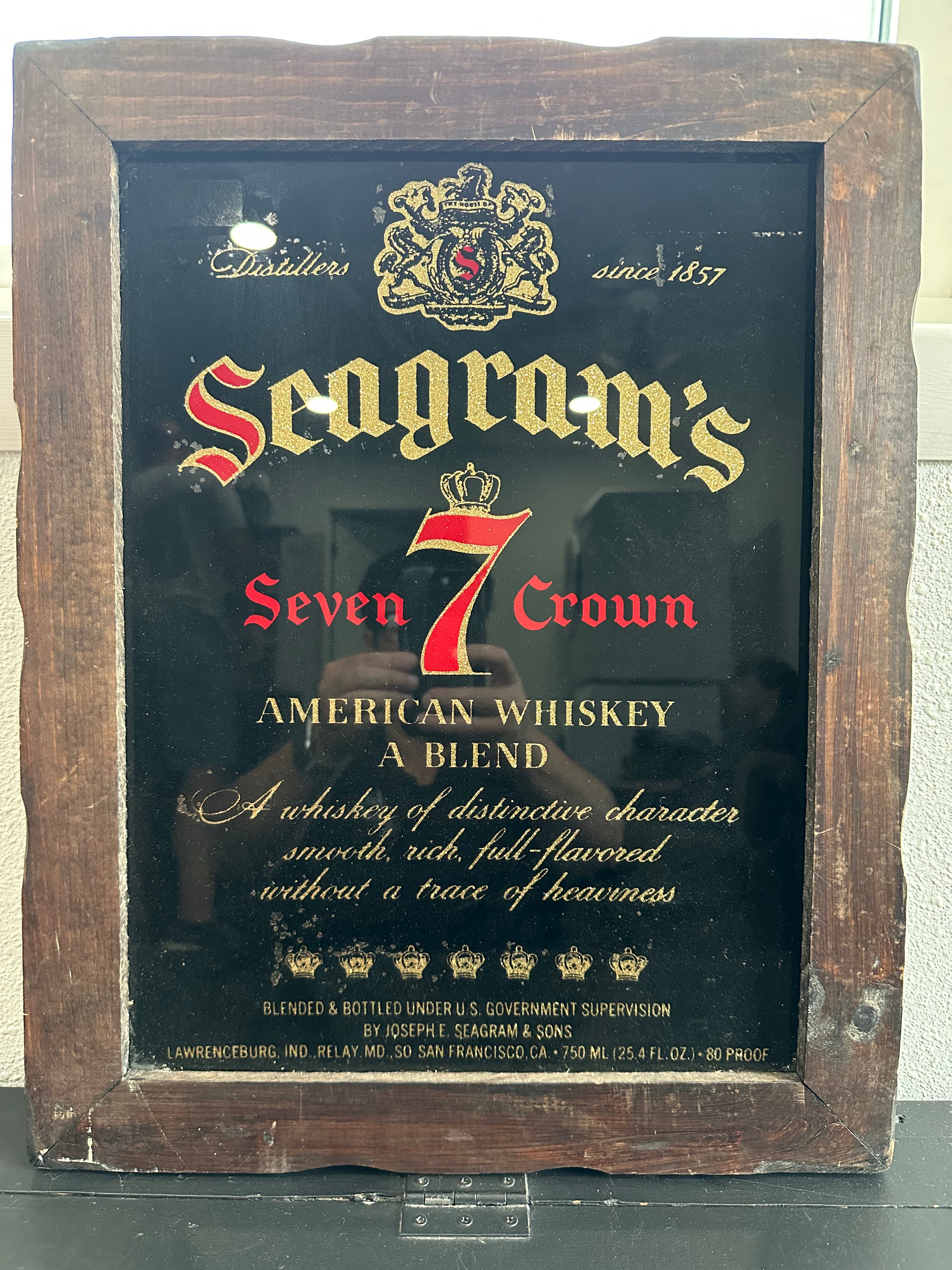 Seagrams 7 Framed Bar Sign