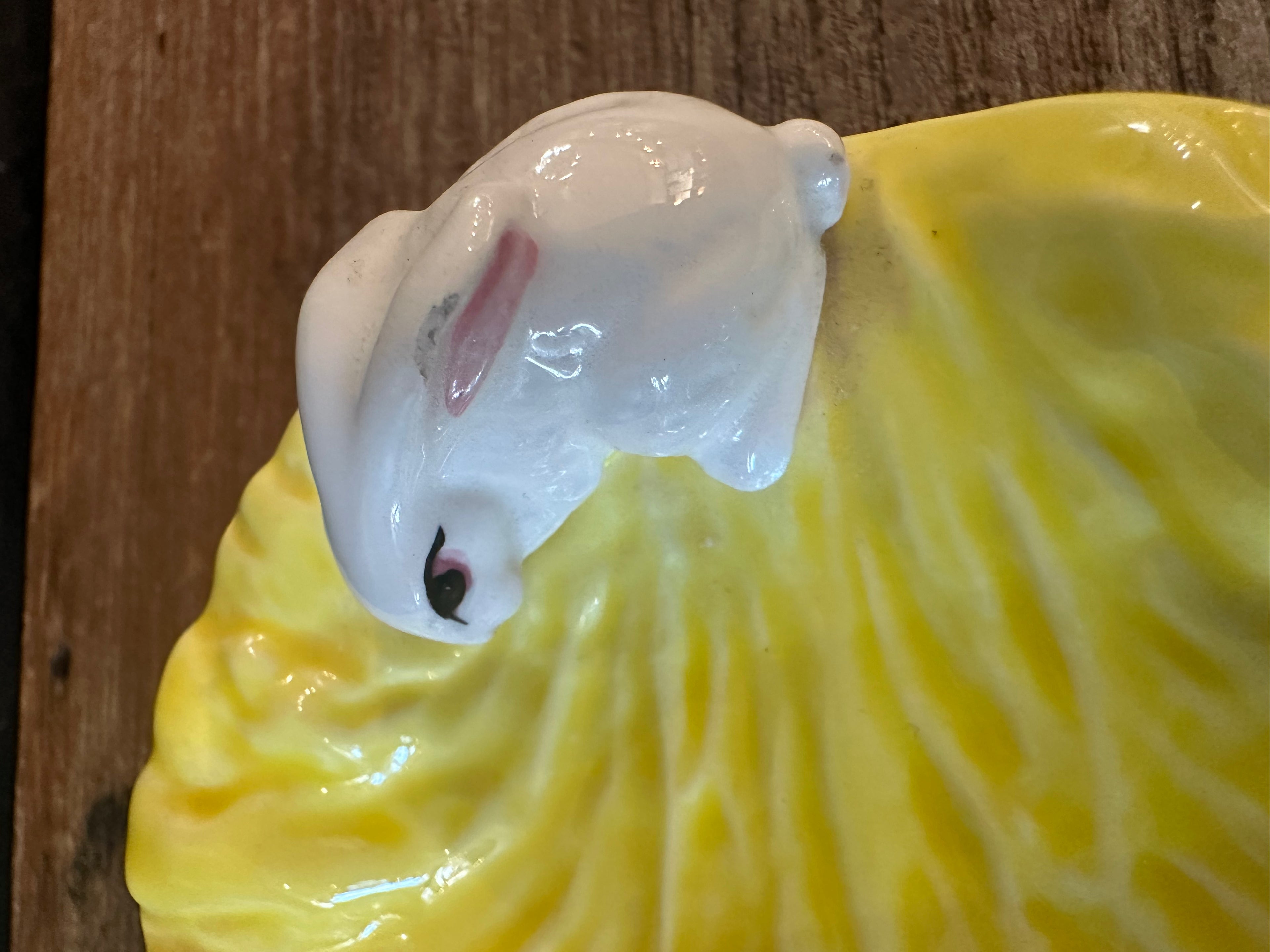 Vintage Yellow Cabbage & Bunny Dish