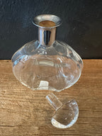 Vintage Glass Decanter | Silver Rim