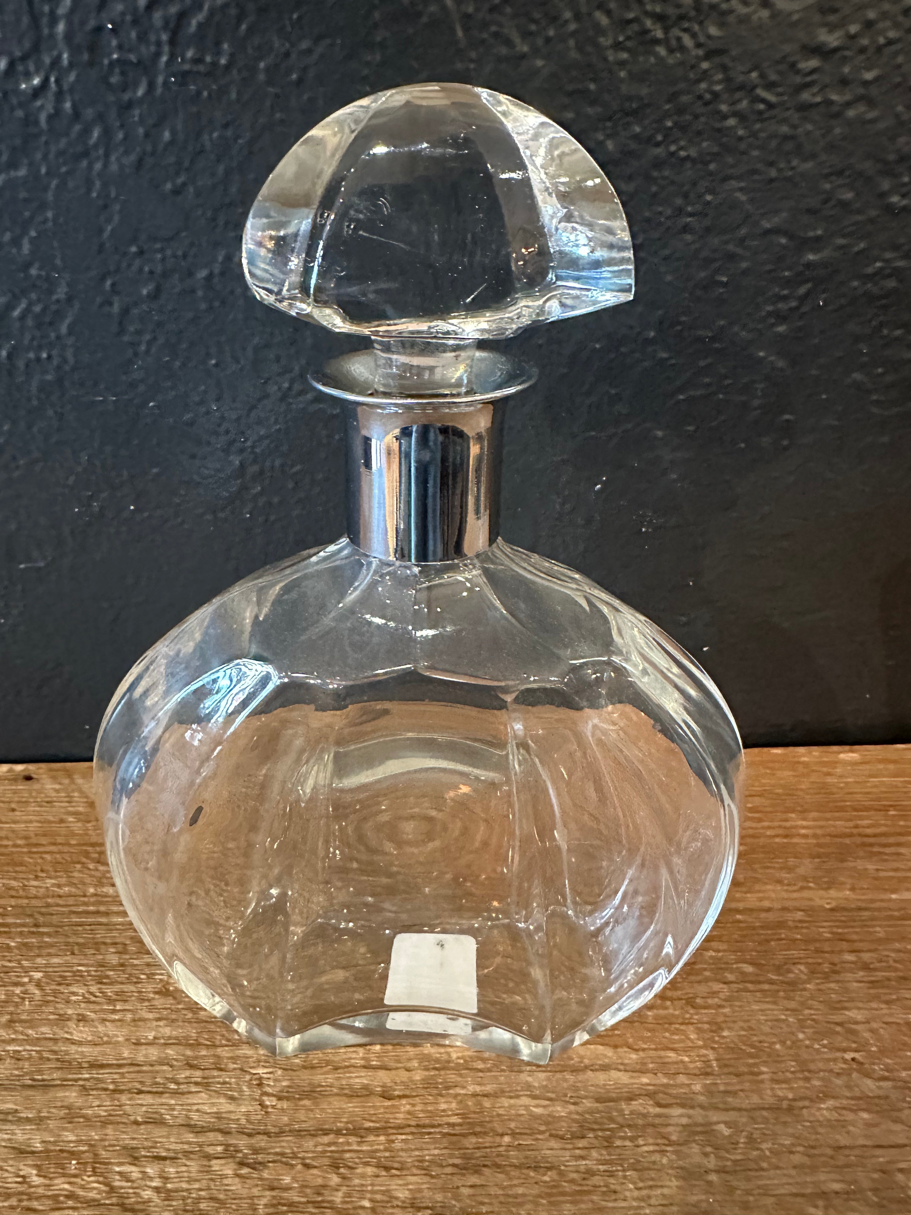 Vintage Glass Decanter | Silver Rim