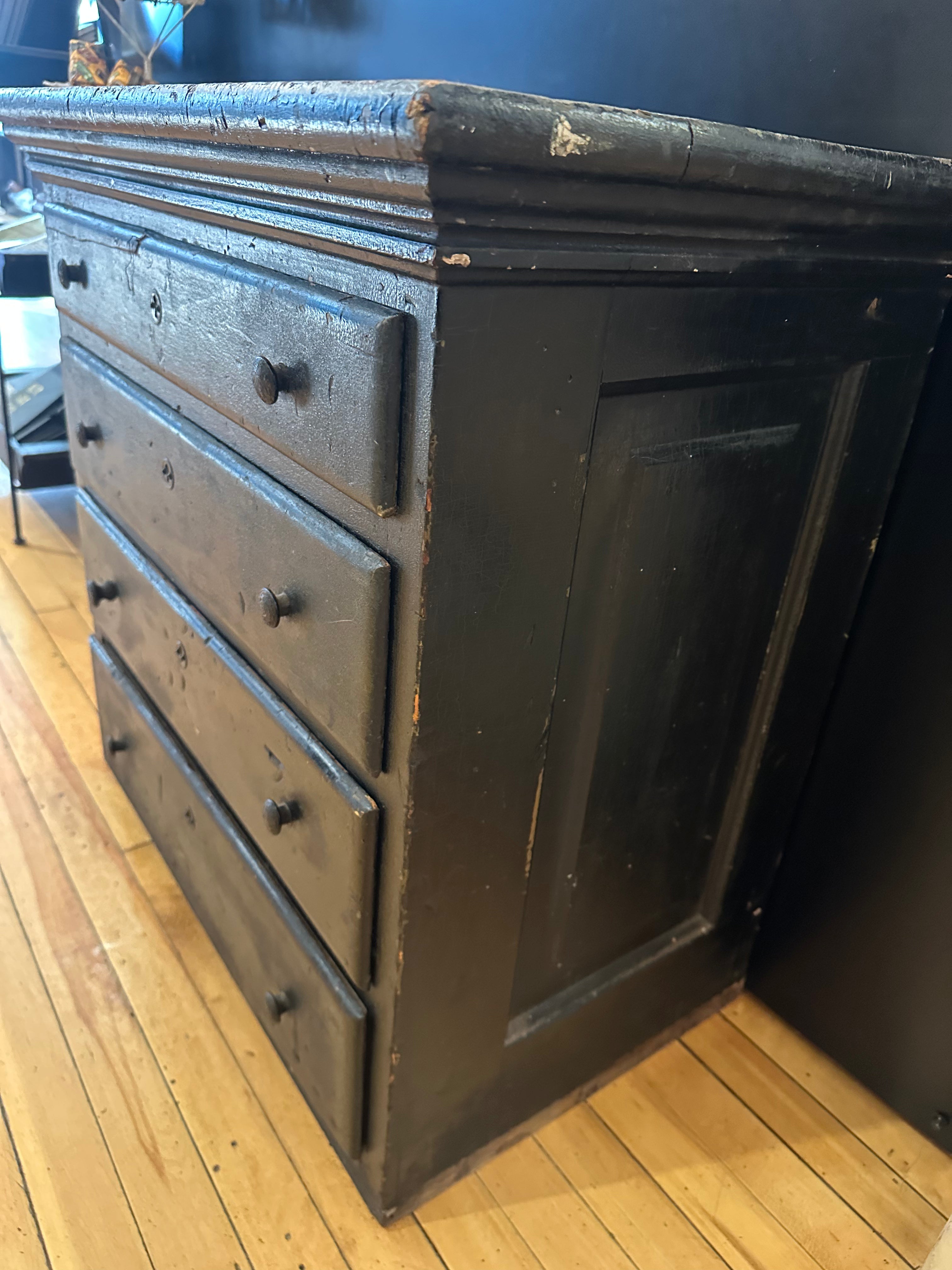 Antique Black Craftsman's Cabinet