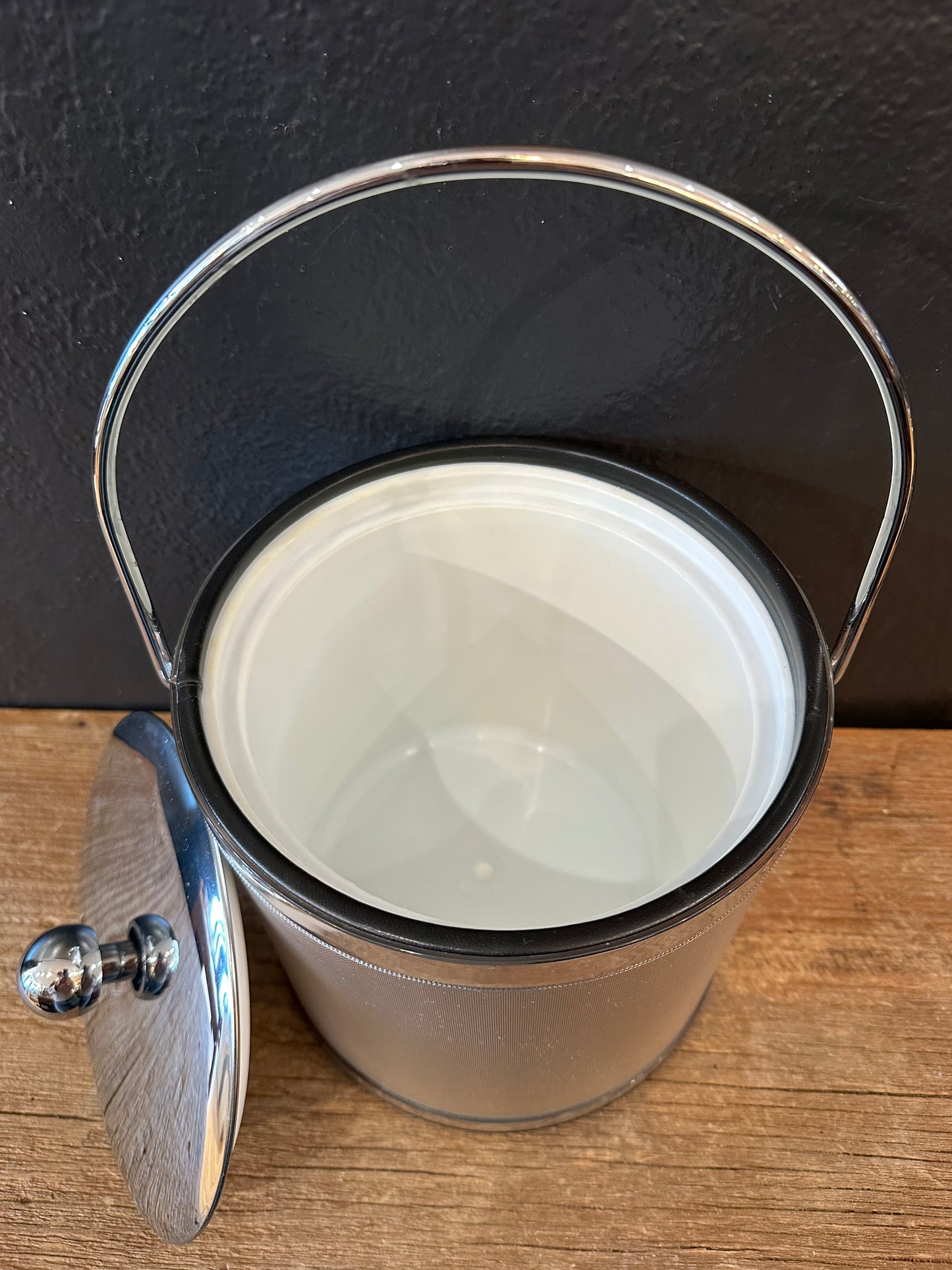 Vintage MCM Brushed Chrome Ice Bucket