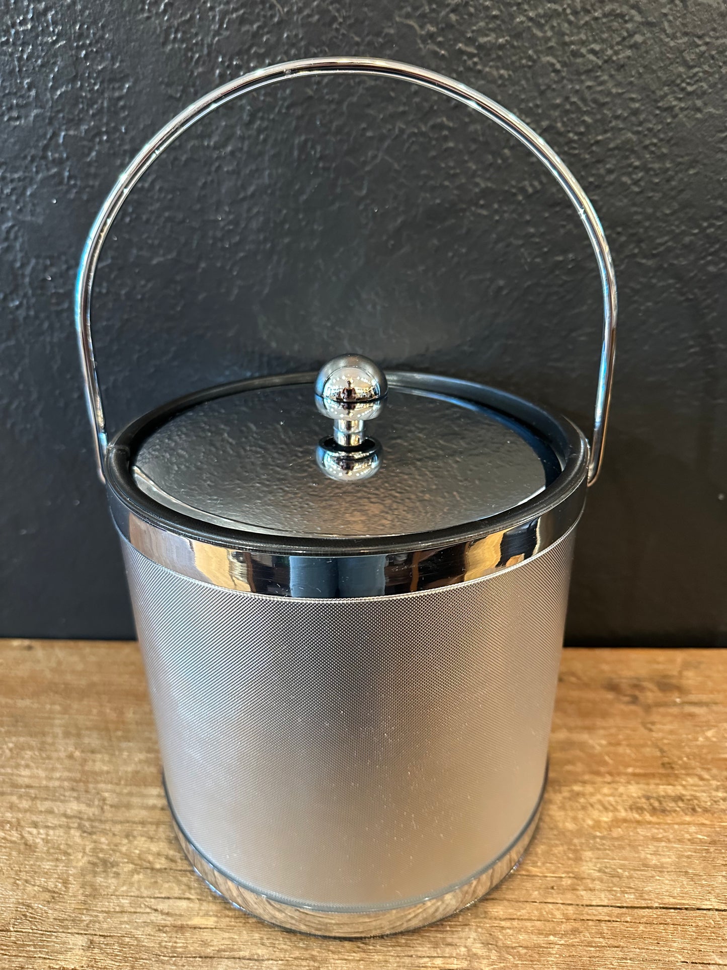 Vintage MCM Brushed Chrome Ice Bucket