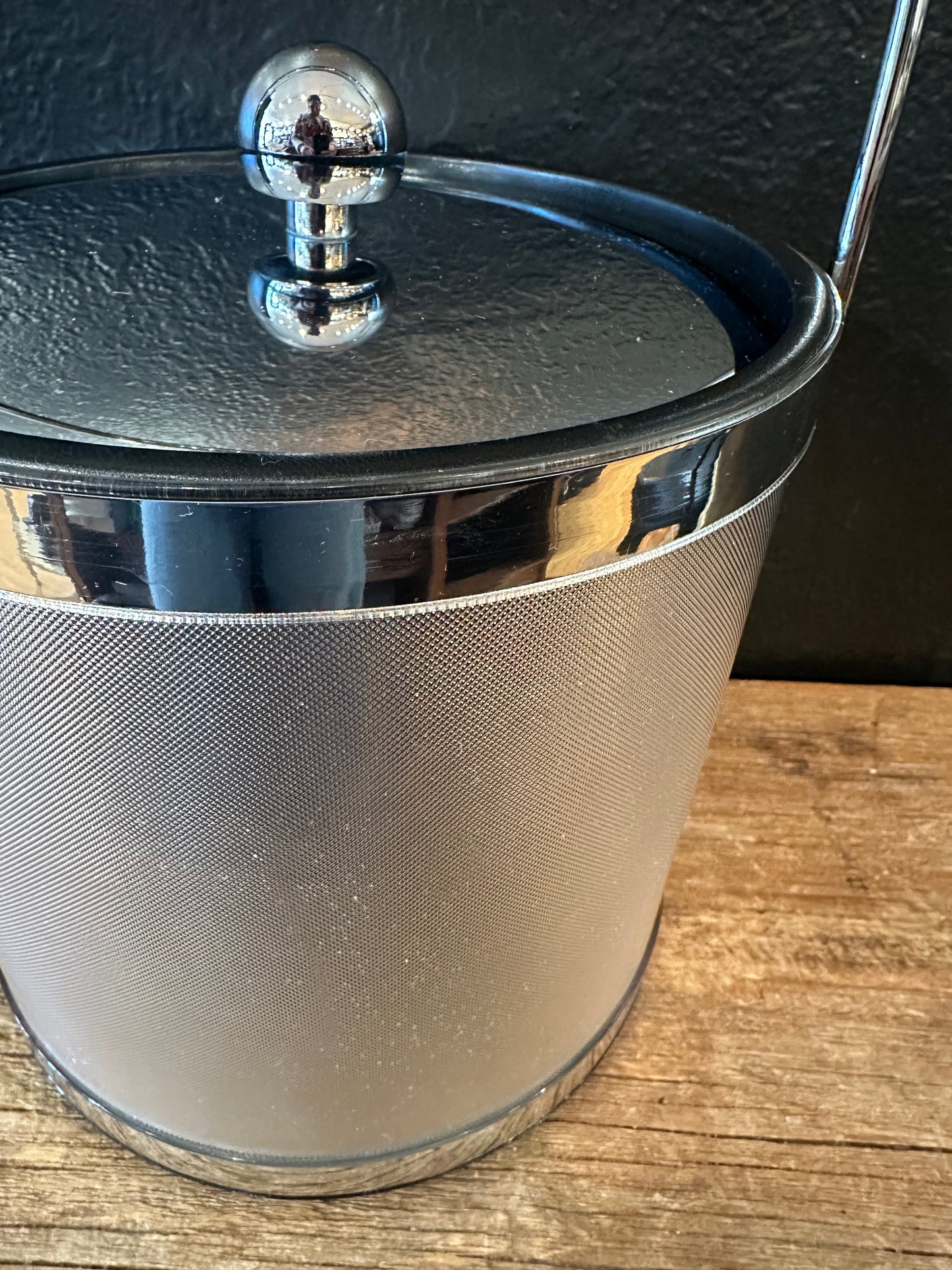 Vintage MCM Brushed Chrome Ice Bucket