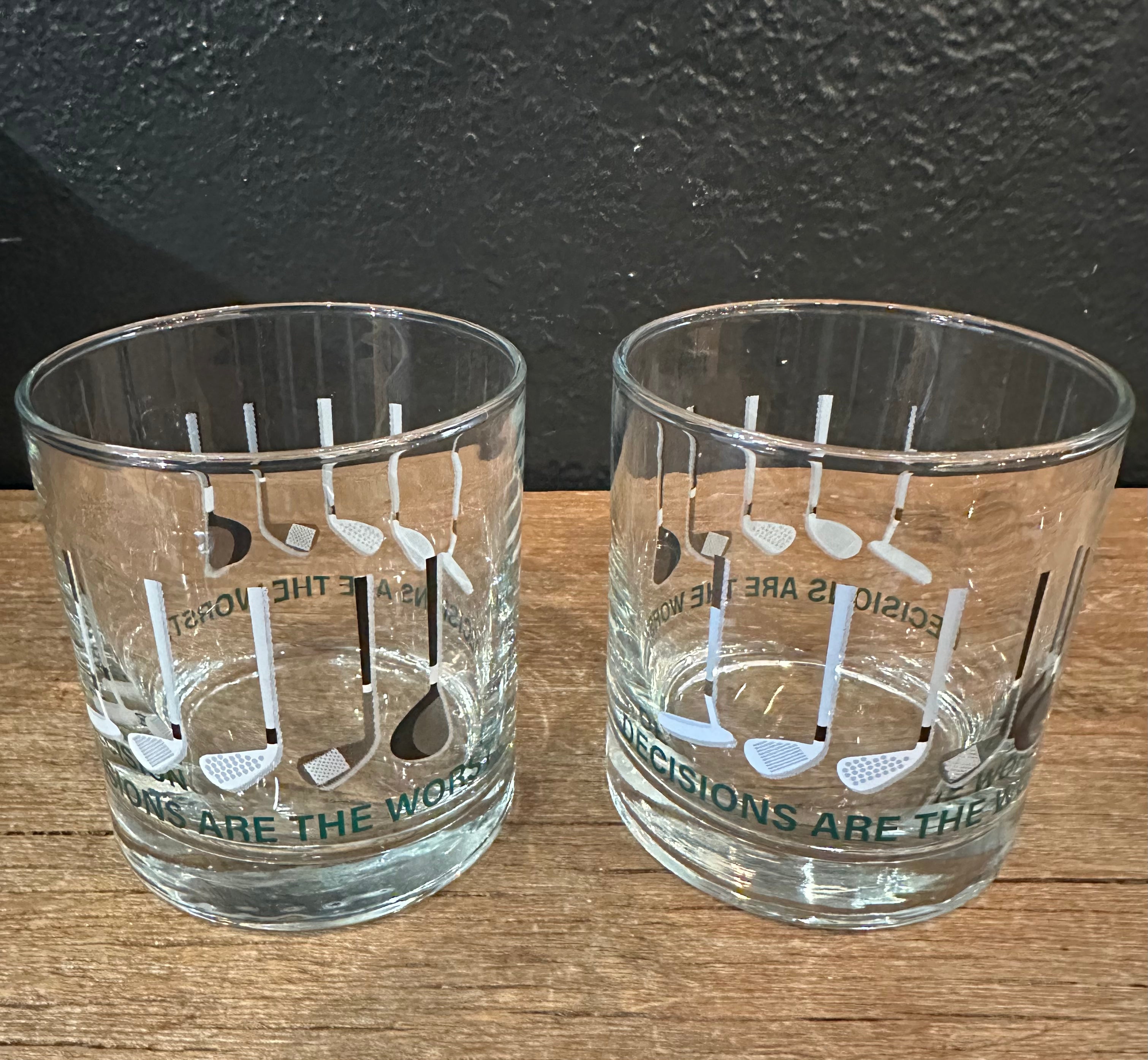 Pair Of Golf Themed Rocks Glasses