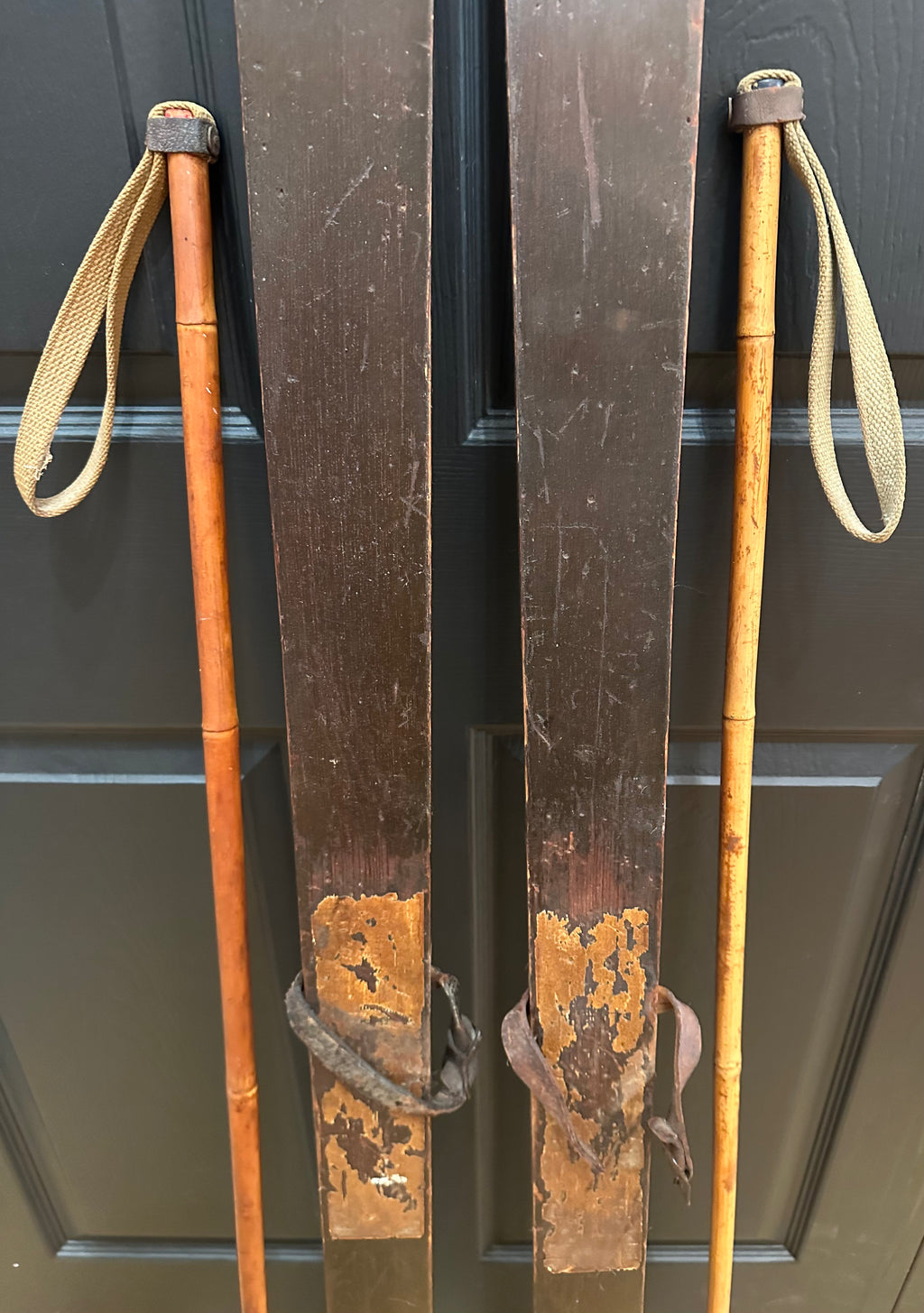 Antique Skis With Poles