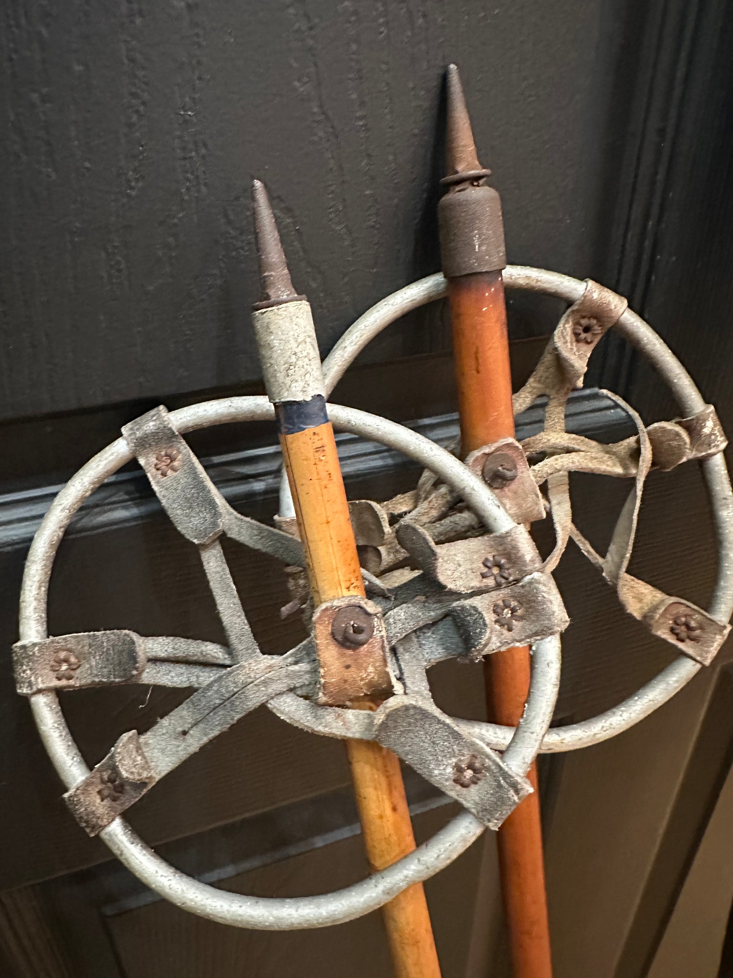 Antique Skis With Poles