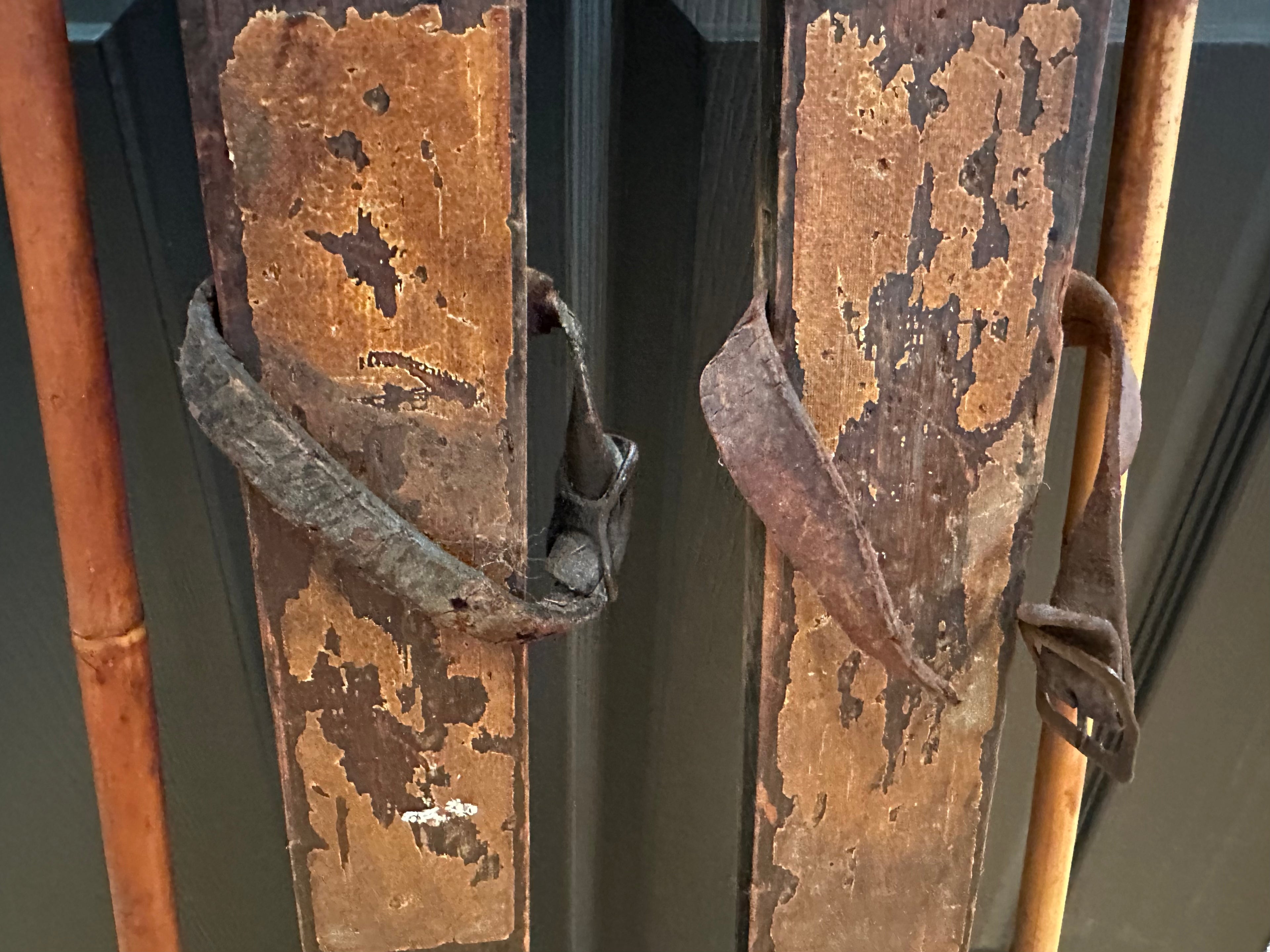 Antique Skis With Poles