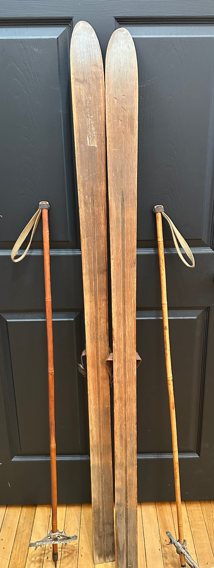 Antique Skis With Poles
